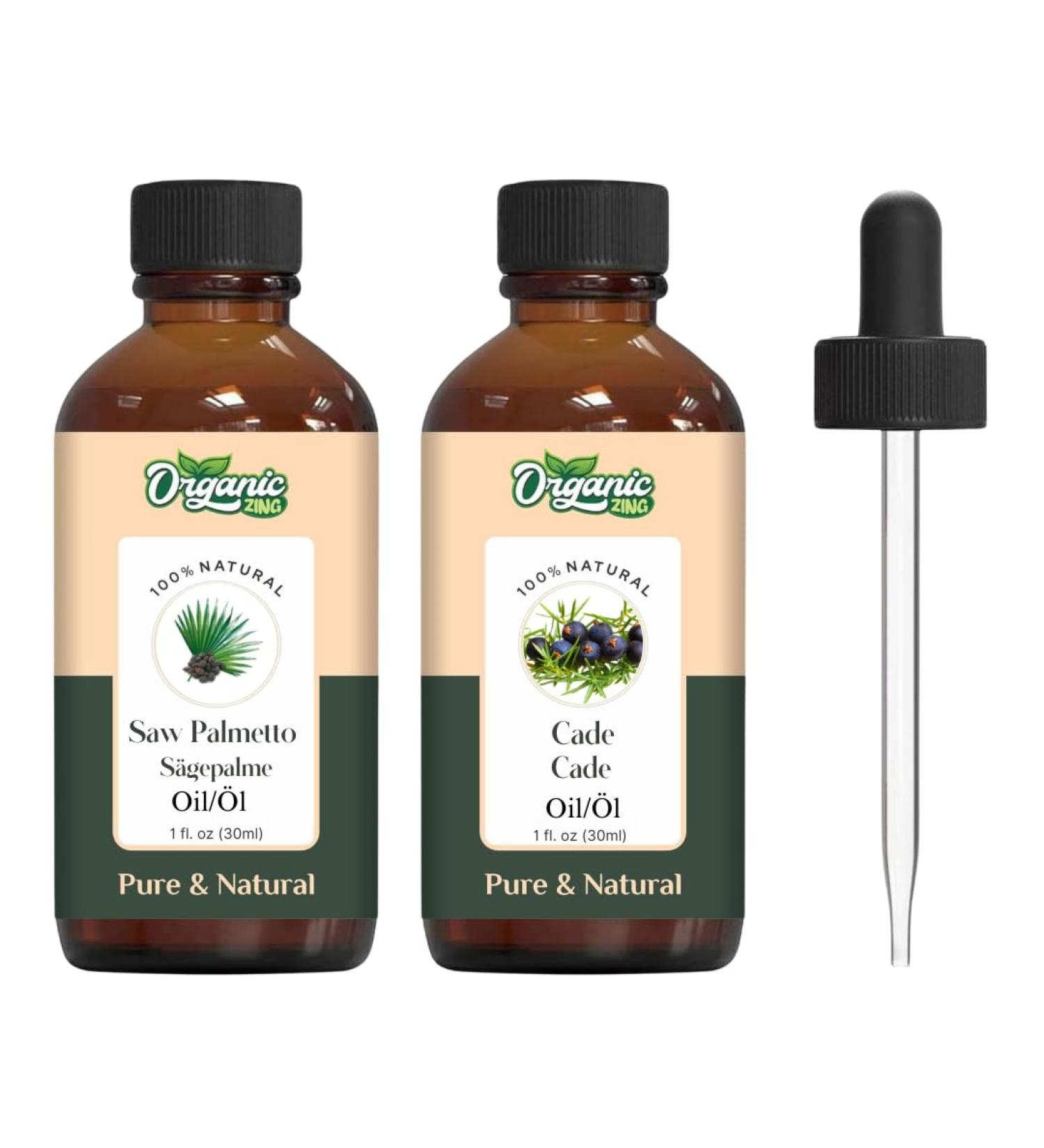 ORGANIC ZING Organic Zing Combo d'huile : Saw Palmetto (Serenoa repens) - 30 ml et huile de cade (Juniperus Oxycedrus) - 30 ml/1 01 fl oz