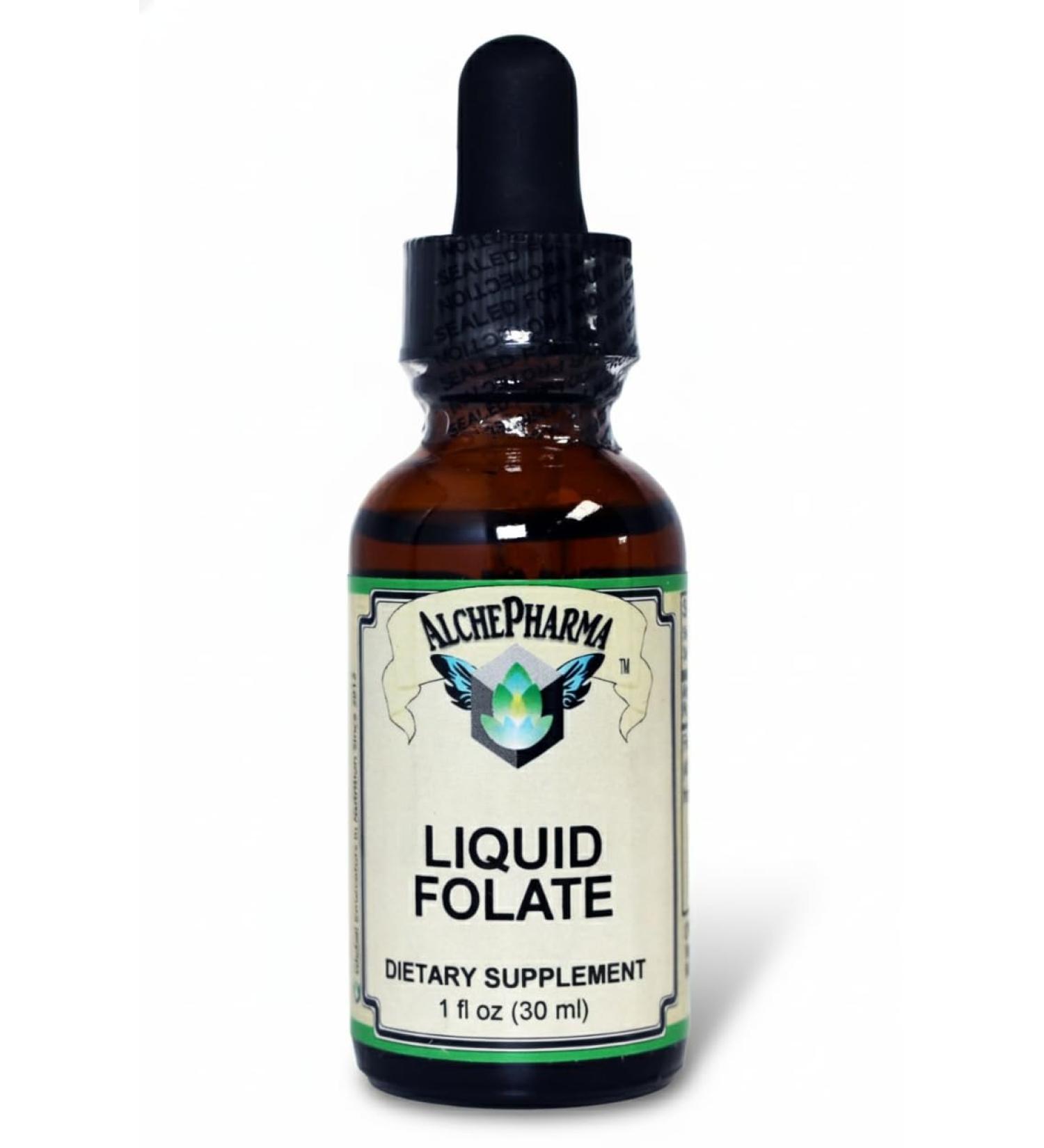 AlchePharma Folate Iiquid 667 mcg DFE, 400 mcg of Folinic Acid 800 Servings - Buy Online on GoSupps.com