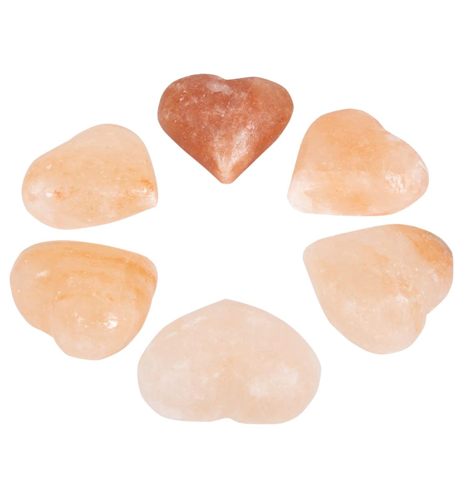 Pure Himalayan Salt Works Heart Massage Stone - Hand-Carved Pink Crystal for Therapy, Deodorant, Scrubs - 2.75 x 3 x 1.5 - Pack of 6 - Buy Online on GoSupps.com