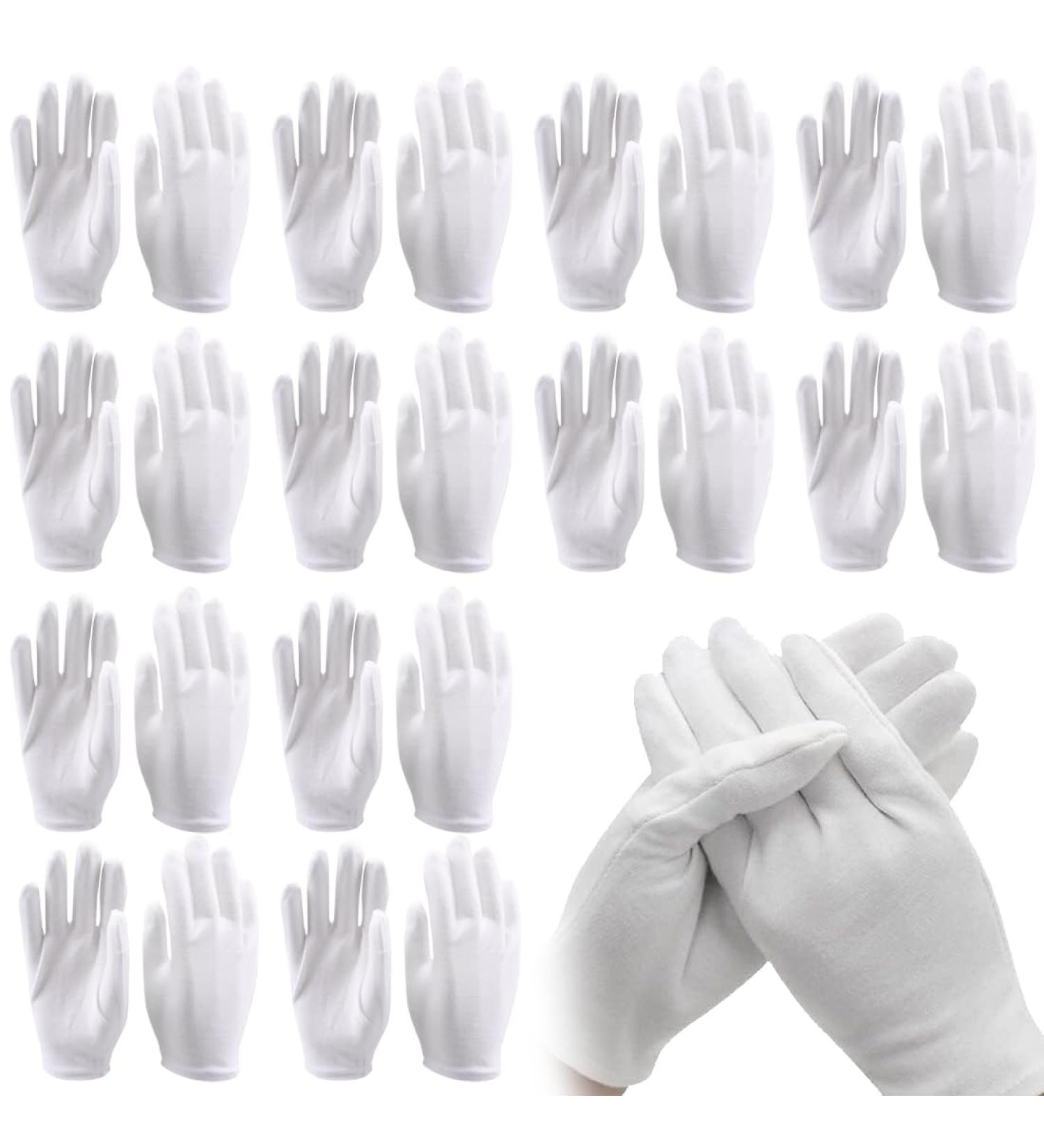 PSOWQ Ultra-Thin White Cotton Gloves for Dry Hands - Moisturizing Eczema Relief Spa & Jewelry Inspection - 24 Pieces (12 Pairs) - Buy Online on GoSupps.com