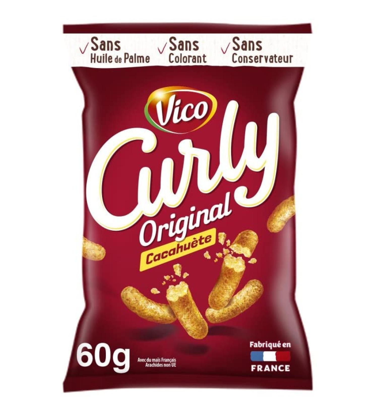  G n rique VICO CURLY - Peanut Curly 60g - Delicious light and crispy bites for all your appetizers - Irresistible peanut flavor - Convenient 60g size - Pack of 4 - Buy Online on GoSupps.com