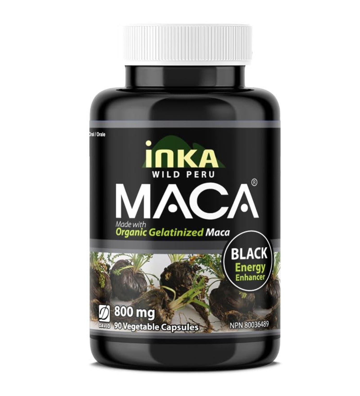 InkaMaca Organic Black Maca 800mg (90 Capsules) Gelatinized Non-GMO Vegan Gluten-Free Soy-Free Dairy-Free - Authentic Peruvian Maca Root Supplement for Energy & Vitality 90 count (Pack of 1) - Buy Online on GoSupps.com