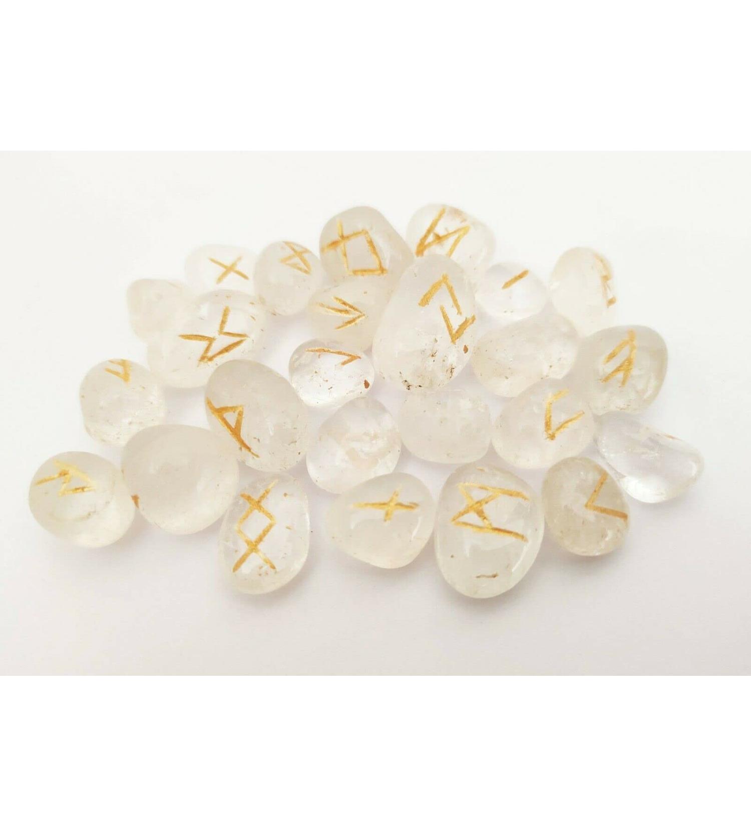 Sharvgun Lot de 25 pierres runiques quartz transparent avec tableau runique en bois MDF grav lettrage symbolique pa en velours noir/rouge pochette incluse bo te cadeau - Buy Online on GoSupps.com