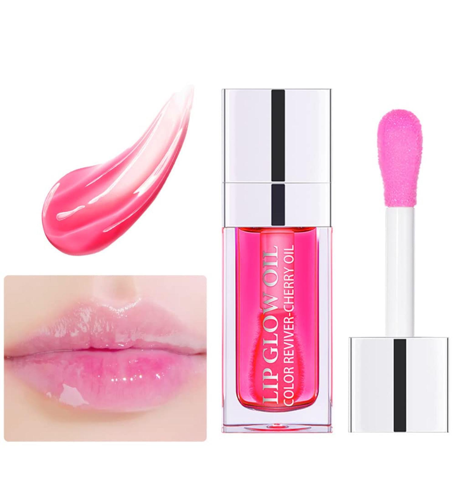 Plumping Lip Oil - Hydrating Gloss & Moisturizing Transparent Lip Balm | Crystal Jelly Raspberry Tint - Buy Online on GoSupps.com