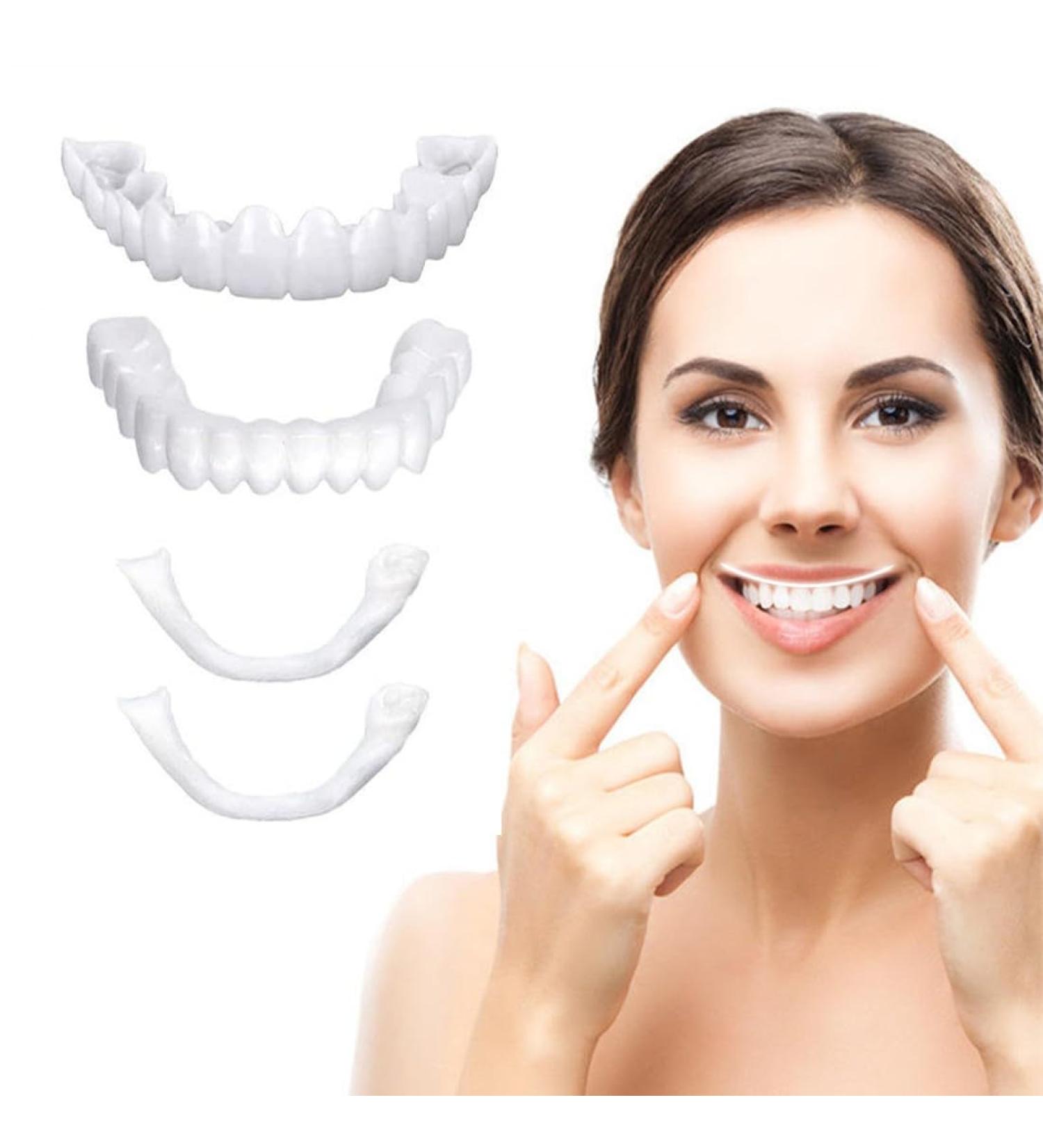 Eliav 2 Couples False Teeth Veneers - White Dentures for Top & Lower Jaw | Temporary Cosmetic Tooth Covers - Buy Online on GoSupps.com
