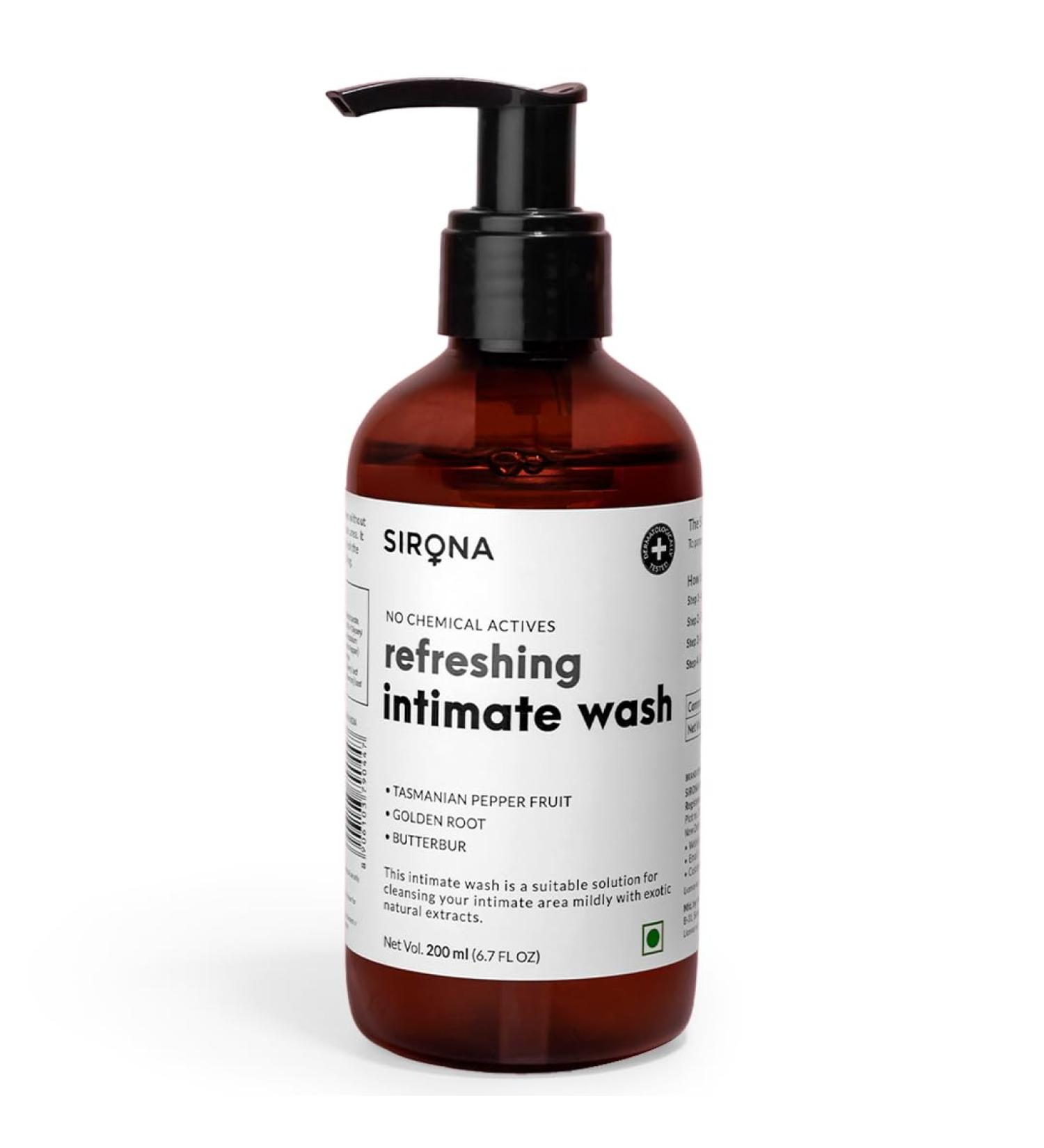 Sirona Natural Refreshing Feminine Wash - 6.7 Fl Oz | pH Balanced Intimate Wash for Odor & Itching Relief - Chemical-Free & Irritation-Free | Pack of 1 - Buy Online on GoSupps.com