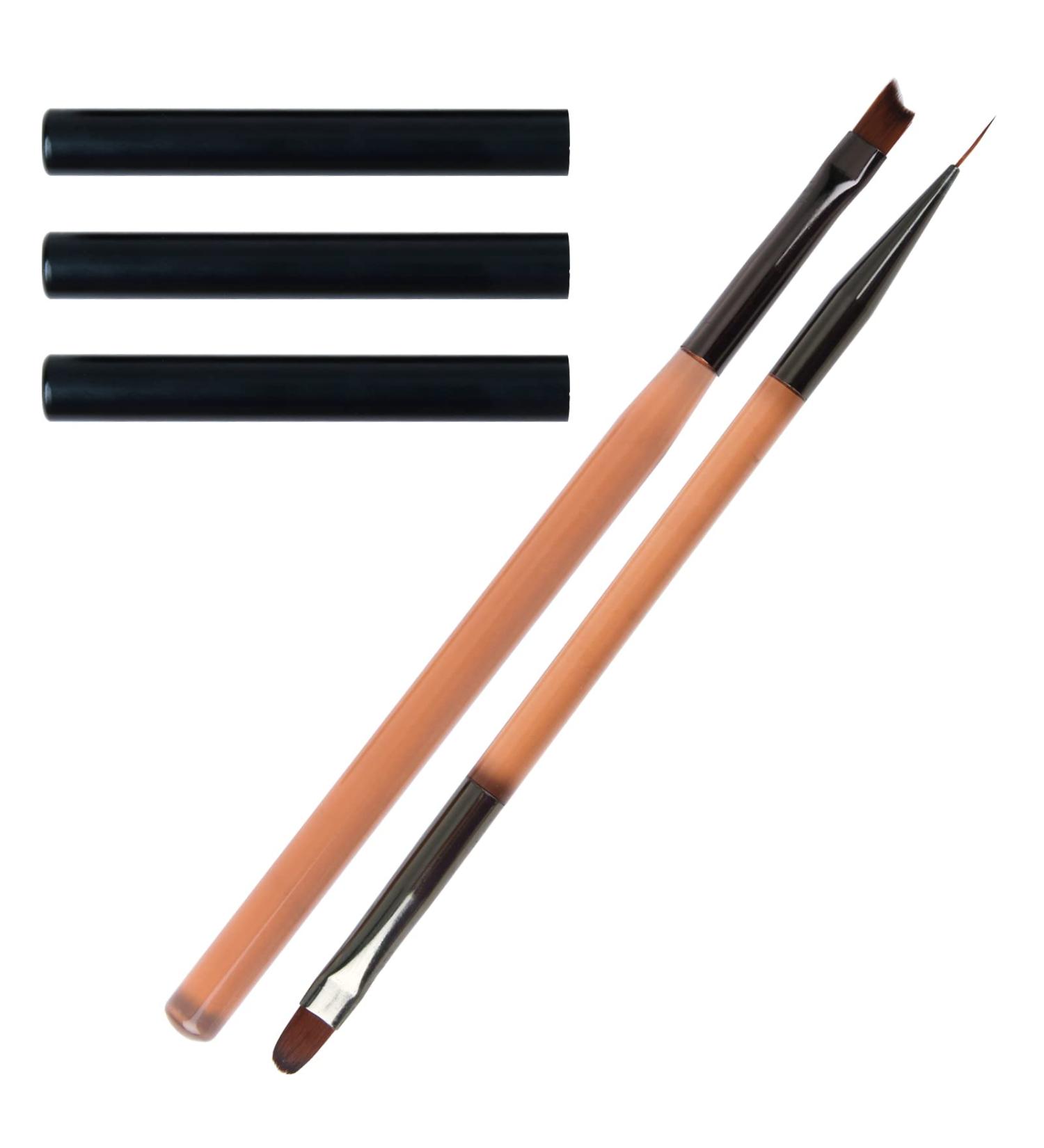 2pcs Professional Nail Clean Up Brushes for French Manicure | Round Angled Tip Head Pen Painting Tools for Gel Polish Mistake Cleaning & Art Design - Premium Synthetic Bristles (Tea Brown) - Buy Online on GoSupps.com