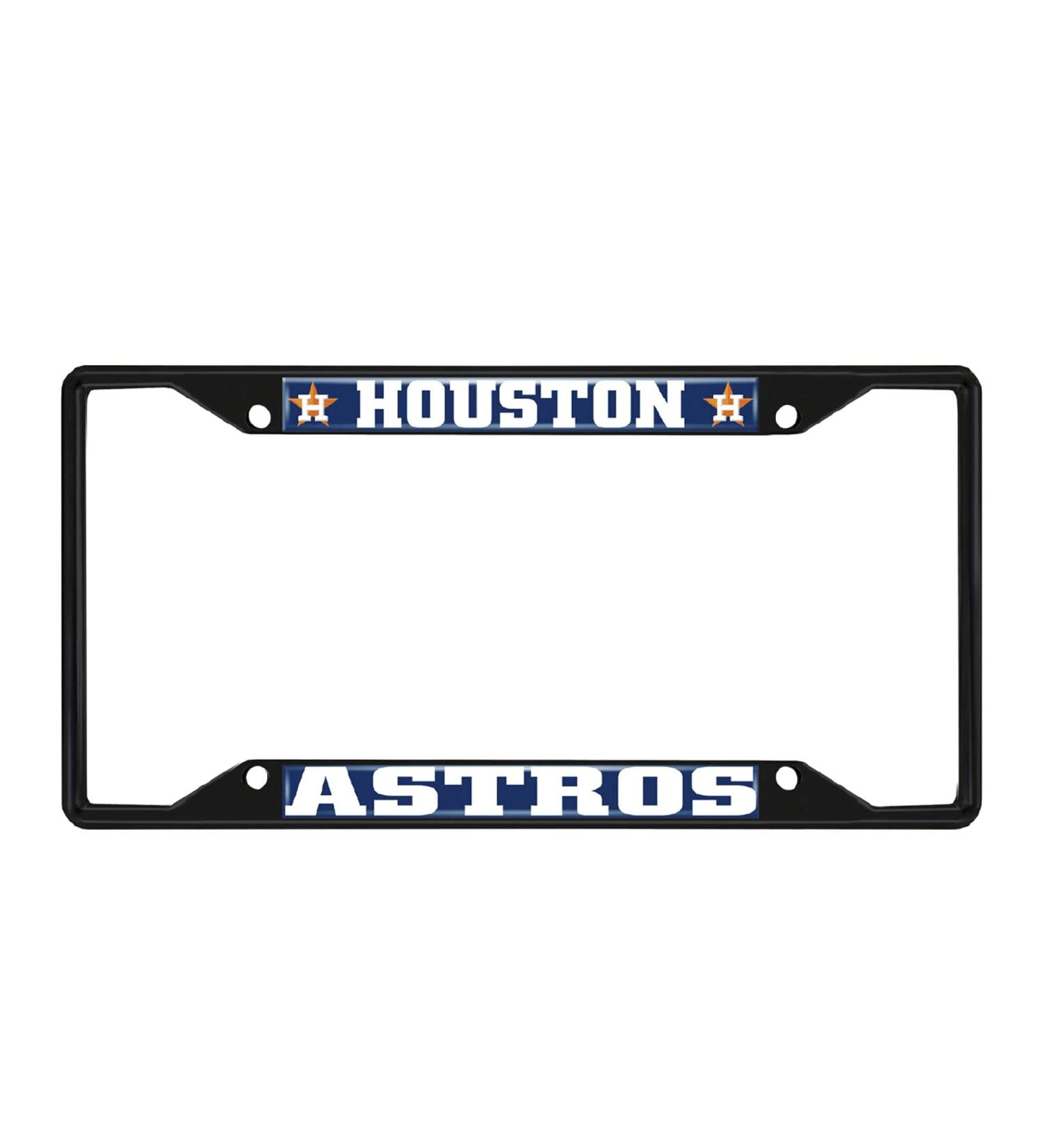 Fan Mats 31306: Houston Astros Metal License Plate Frame Black Finish