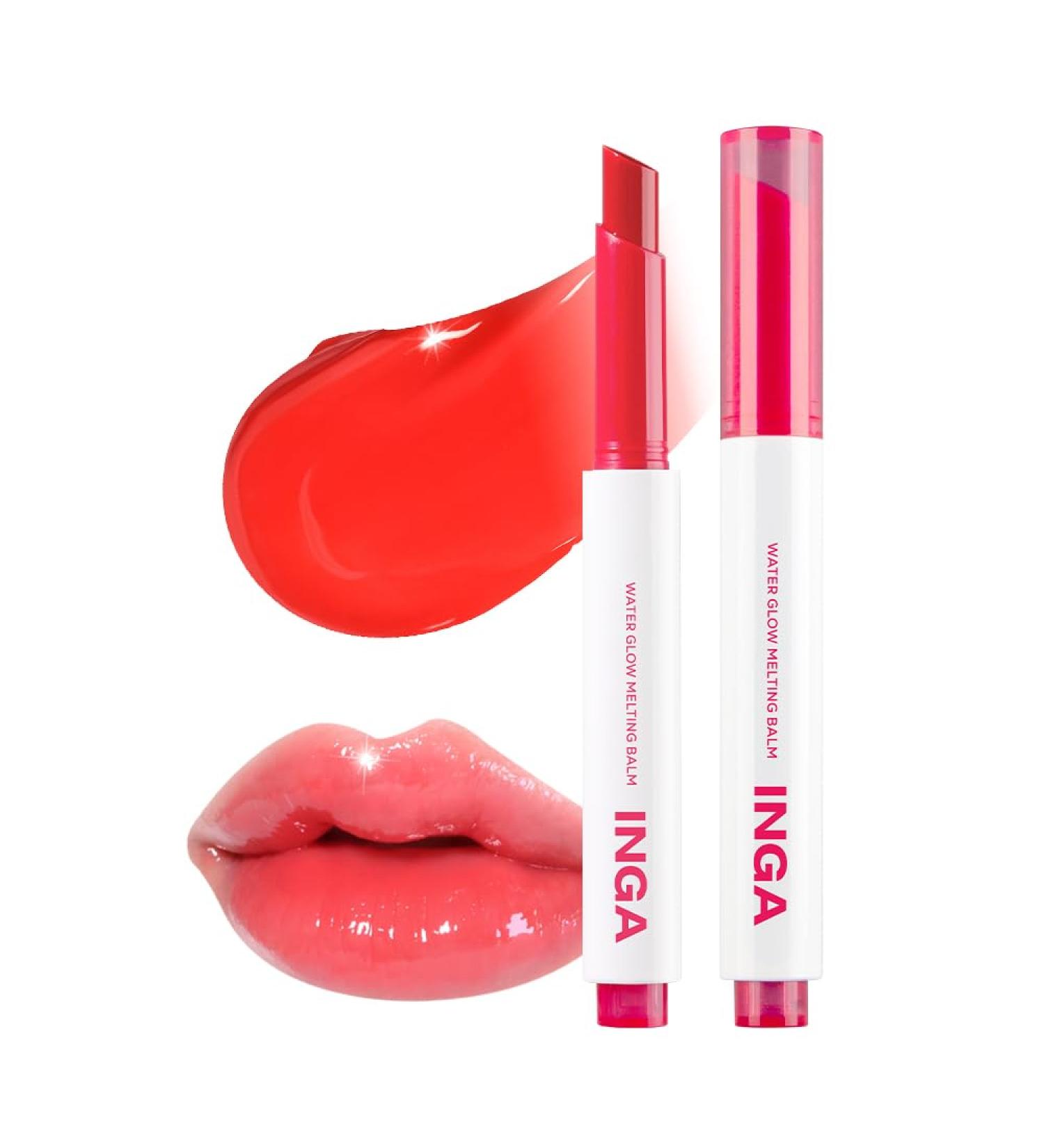 INGA Water Glow Melting Balm - Hydrating Tinted Lip Balm with Soft Melt-On Texture Natural Sheer Glass-Like Finish with Non-Sticky Lightweight Comfort (CHERRY JUICE) - Buy Online on GoSupps.com