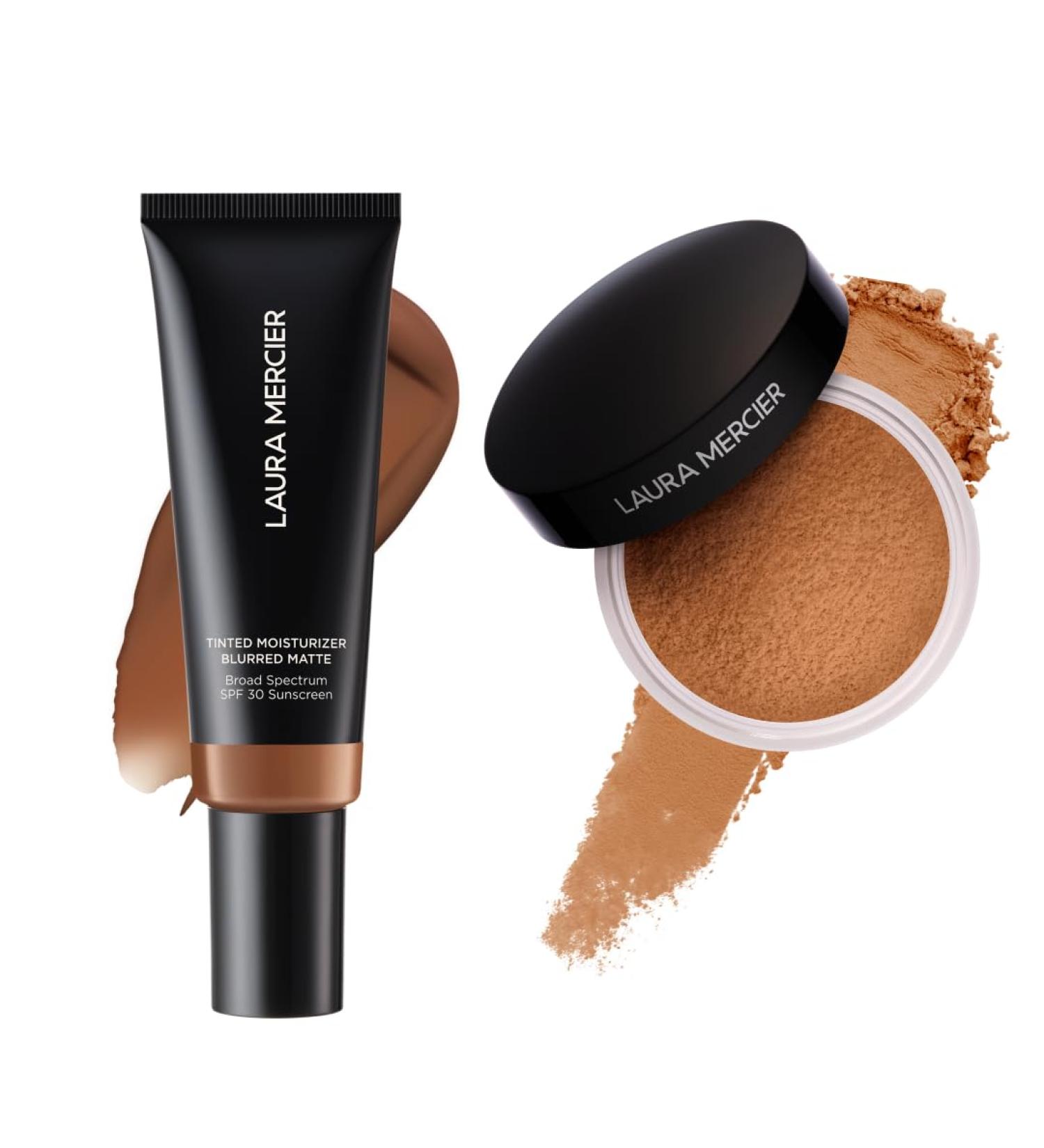Laura Mercier Tinted Moisturizer Blurred Matte with SPF 30 24HR+ Shine Control Shade 6C Brunette and Translucent Loose Setting Powder 24HR Shine Control Infused with Vitamins C + E Medium Deep - Buy Online on GoSupps.com