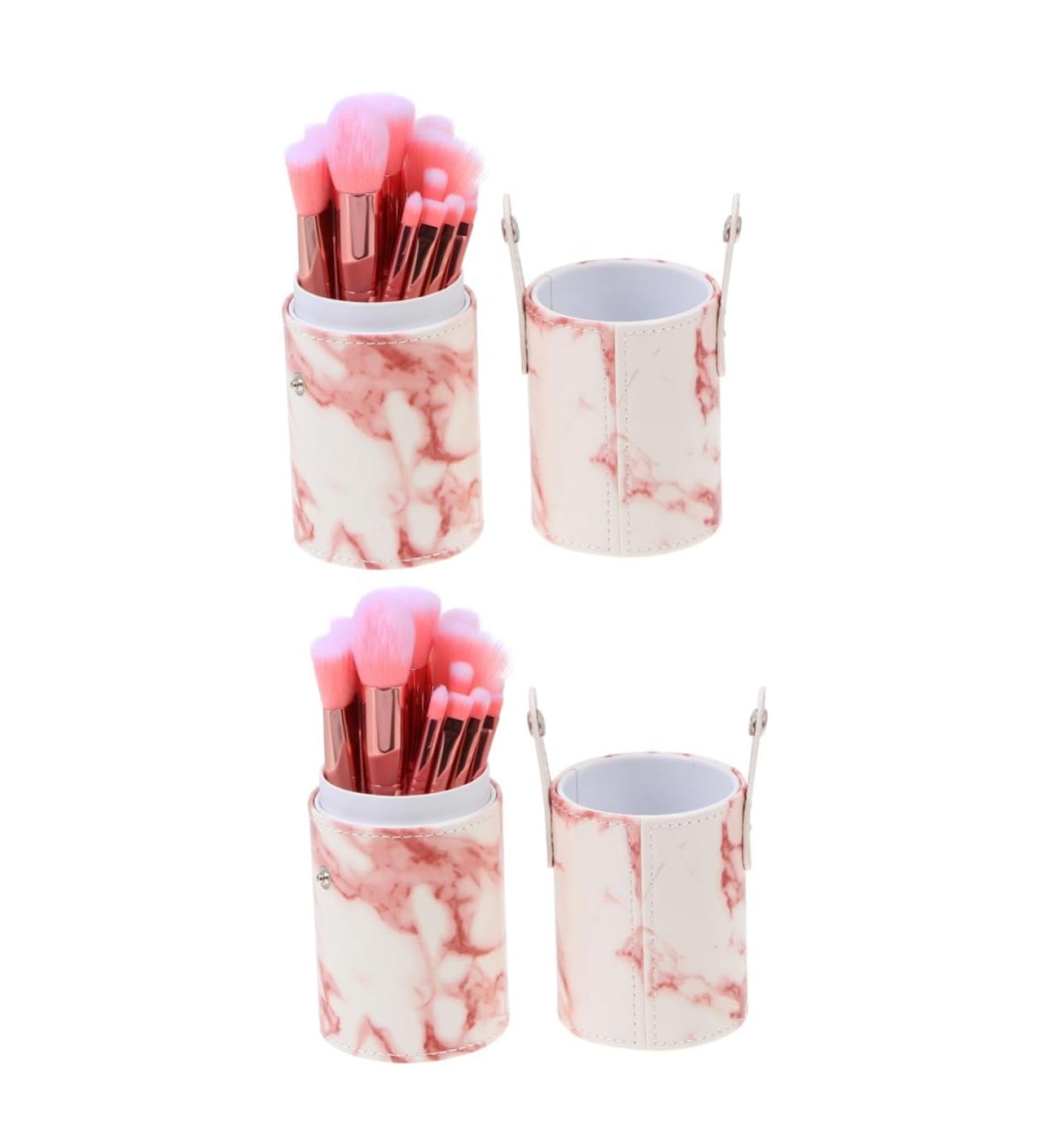 Housoutil 2 Sets Makeup Brush Set - Marbling Powder & Foundation Brushes for Makeup Vanity - Pink Makeup Tools for Flawless Beauty - Buy Online on GoSupps.com
