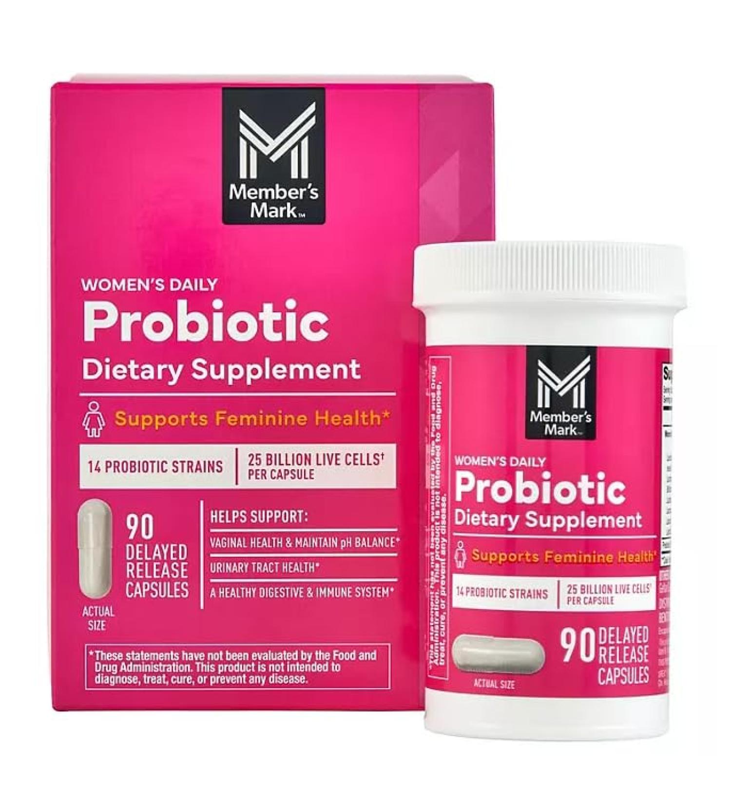 Members Mark Women's Daily Probiotic Supplement 14 Strains 25 Billion Live Cells 90 Delayed Release Capsules - Buy Online on GoSupps.com