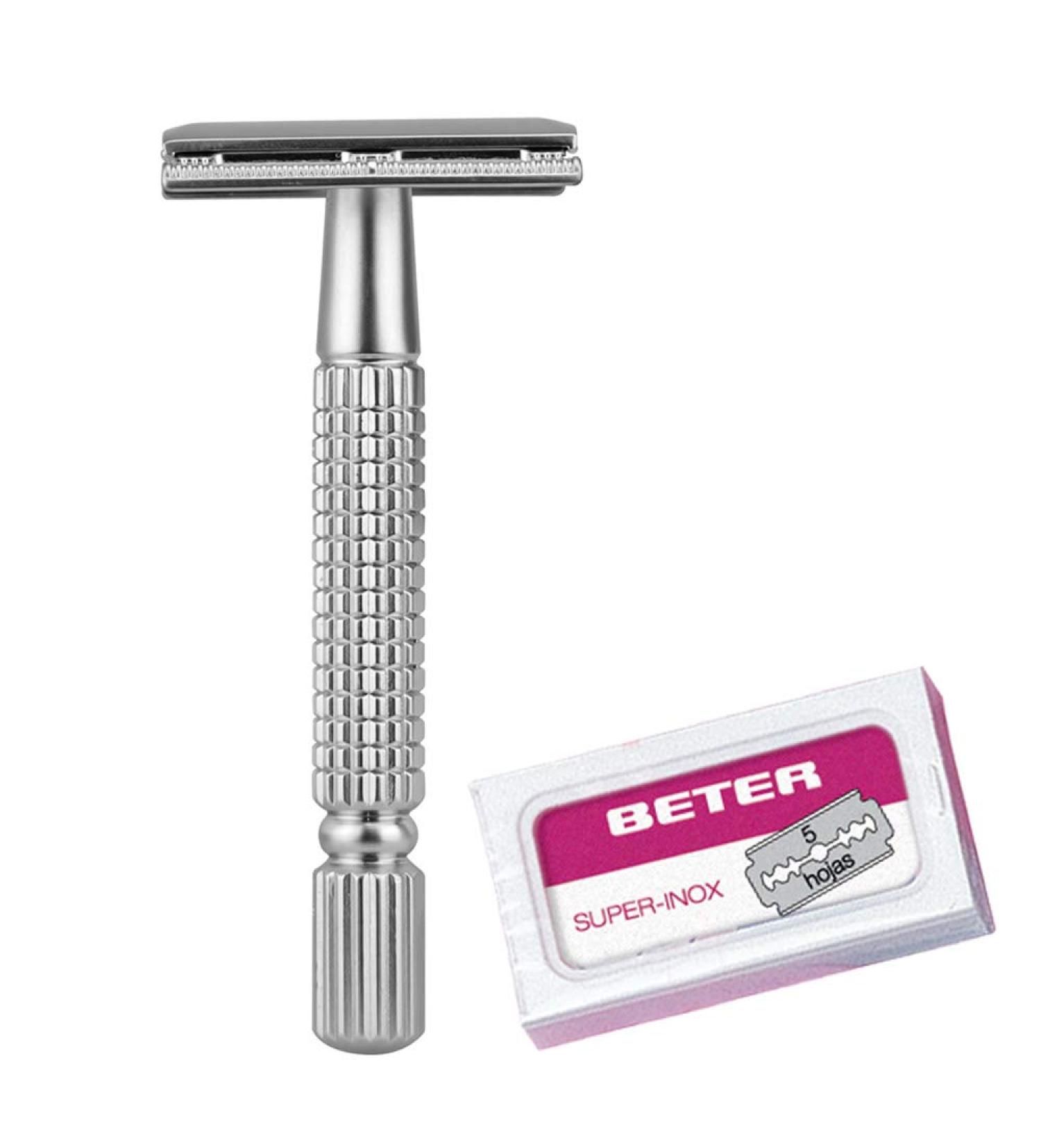 Beter Classic Safety Razor Set - Metal Shaving Kit with 5 Stainless Steel Replacement Blades | Premium International Shipping - Buy Online on GoSupps.com