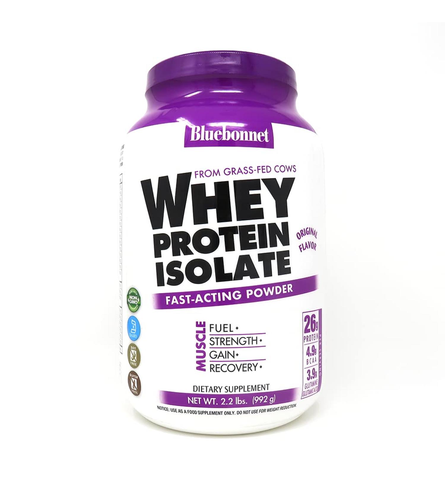 Bluebonnet 100% Natural Whey Protein Isolate - Original Flavor 2.2 lbs (992g) - High-Quality Protein Supplement - Buy Online on GoSupps.com