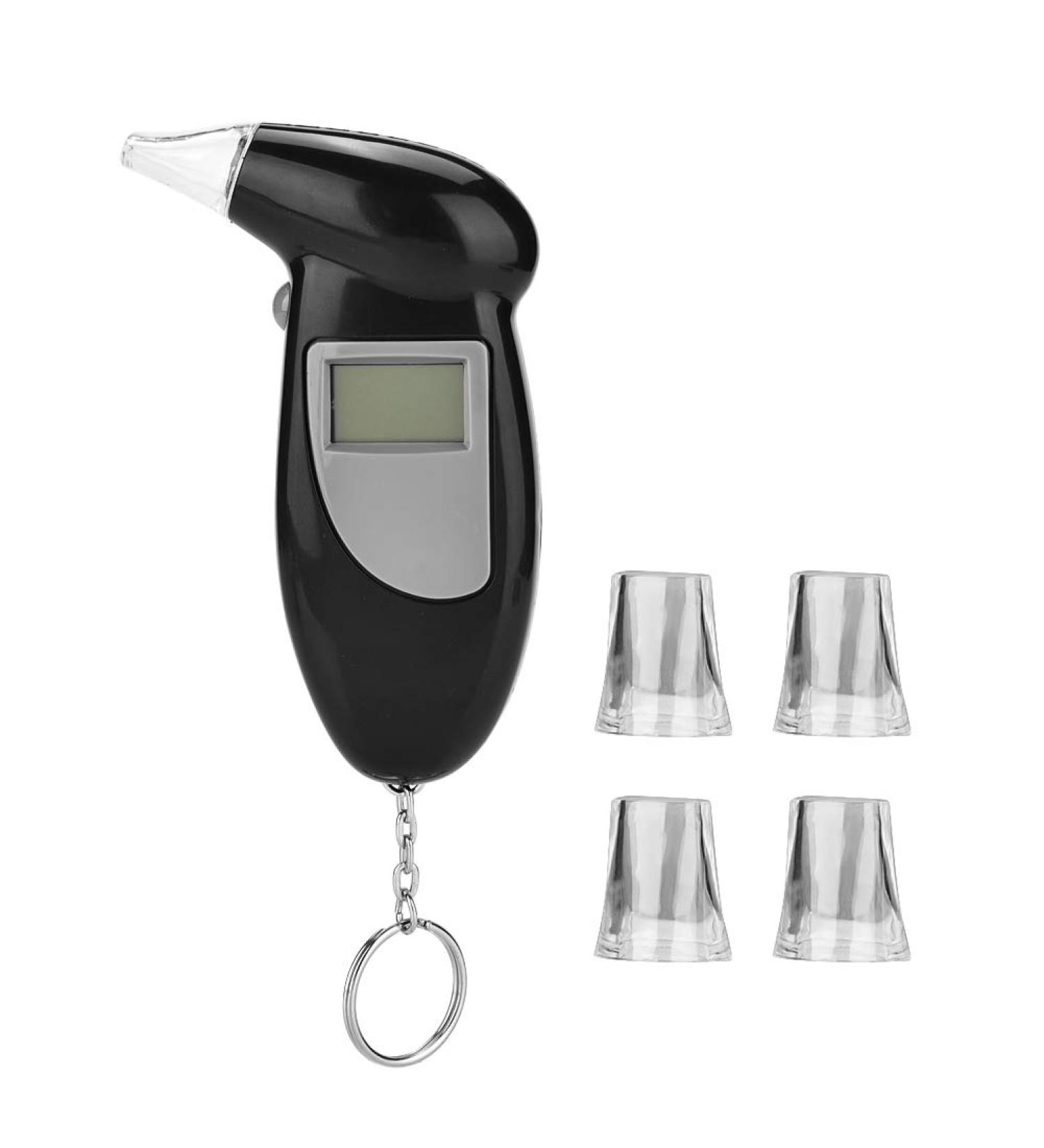 Terisass Breathalyzer Keychain LCD Screen Breath Alcohol Tester Professional-Grade Accuracy Digital Alcohol Detector Portable Breath Checker Analyzer No Backlight with 5 Mouthpieces - Buy Online on GoSupps.com