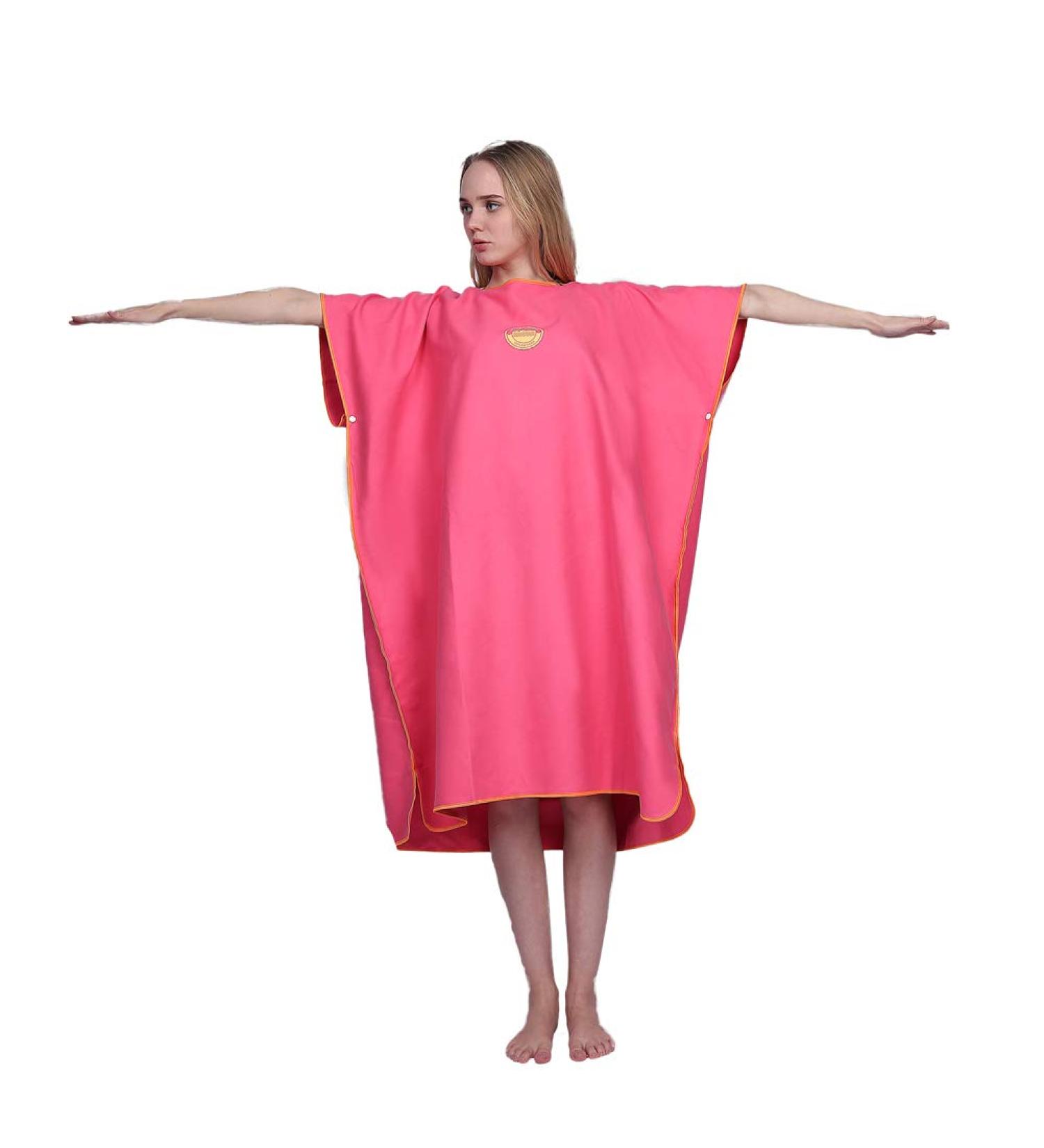 Microfiber Hooded Poncho Towel for Adult | Surf Beach & Wetsuit Changing | One Size Fit All | Pink - Buy Online on GoSupps.com
