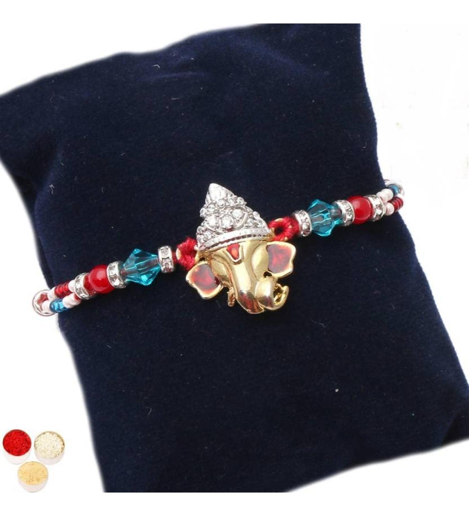 Ghasitaram Gifts Rakhi for Brother Rakhis Online - Vakrakund Mahakay The Ultimate Seek Rakhi - Buy Online on GoSupps.com