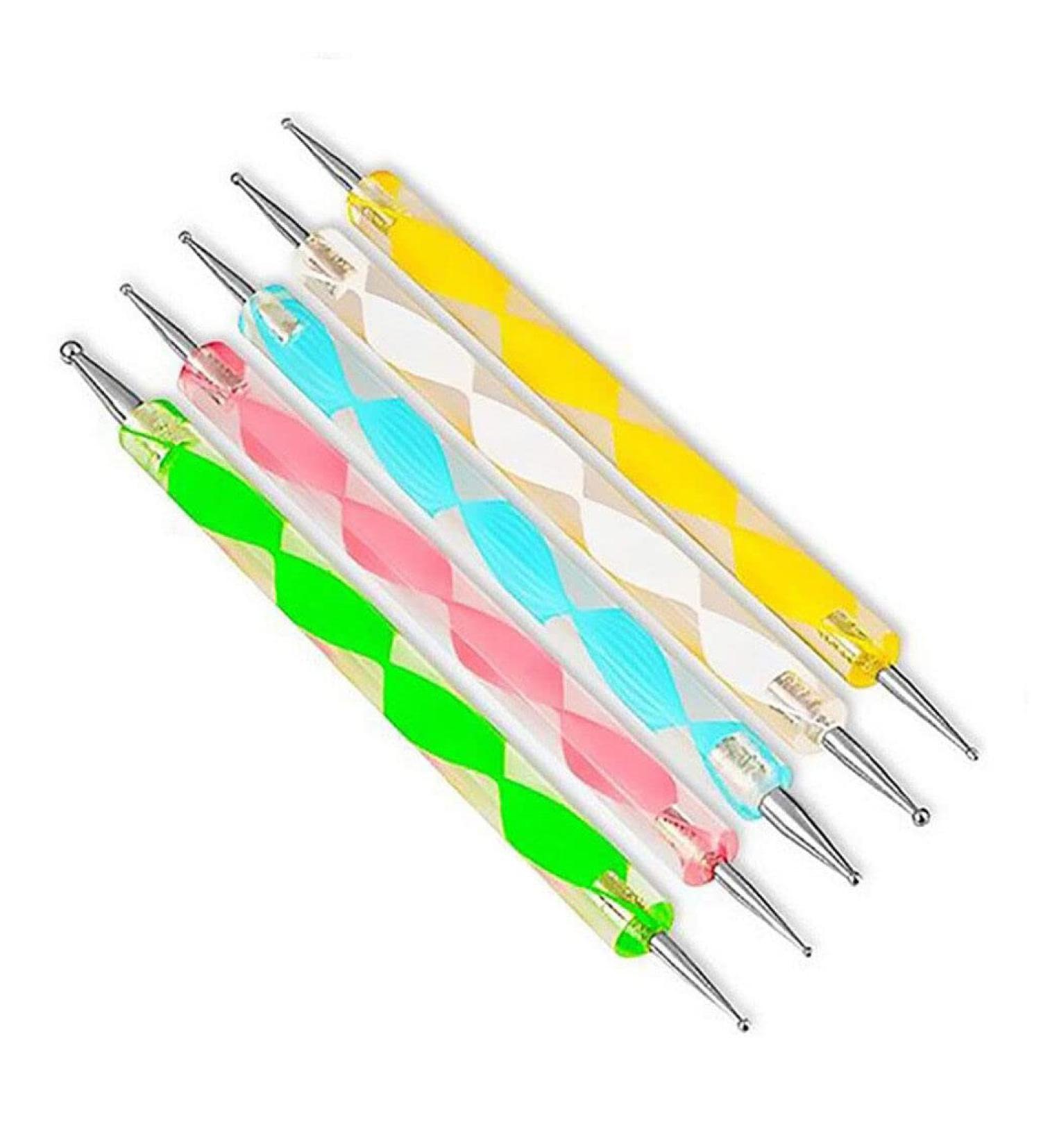 5X Colorful 2 Way Dotting Pen Tool - Professional Nail Art Tip & Dot Paint Manicure Kit for Perfect Nail Designs - Buy Online on GoSupps.com