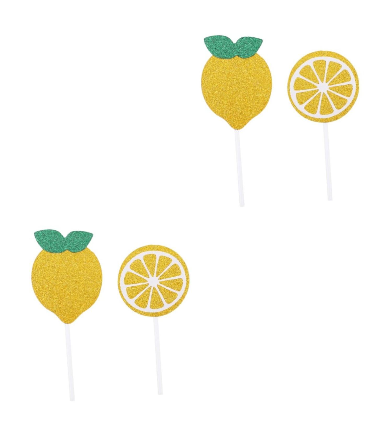 Abaodam 48 Pcs Lemon Cake Toppers Birthday Toppers for Cakes Birthday Cupcake Topper Birthday Cake Decorations De Bautizo Para Ni o Gold Paper Cups Gold Trim Props Baby Summer - Buy Online on GoSupps.com