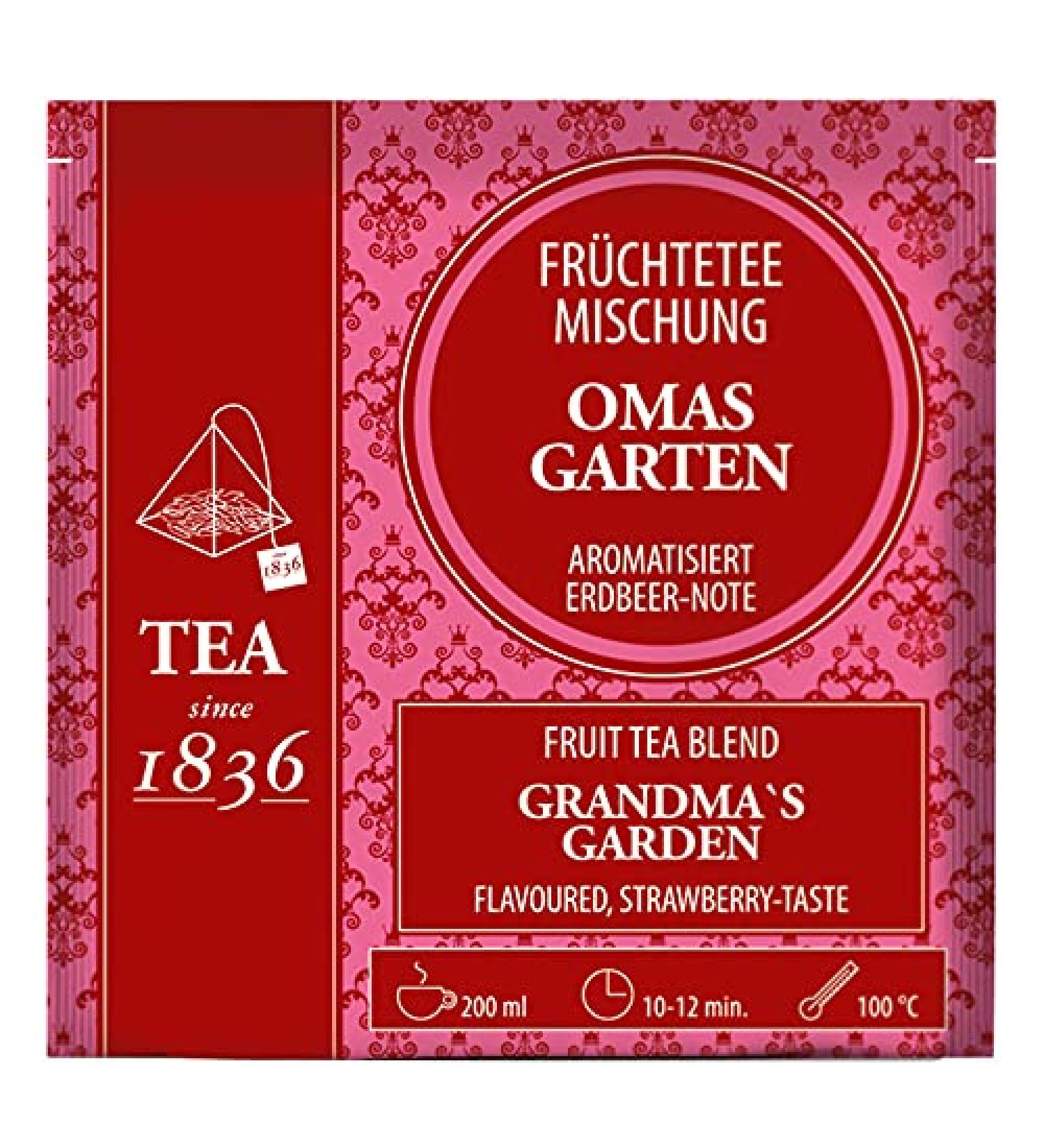 Teemando Lot de 2 sachets de th aromatis s pour grand-m re ou jardin 50 sachets pyramidaux dans un sachet de 4 g 2 x 50 sachets