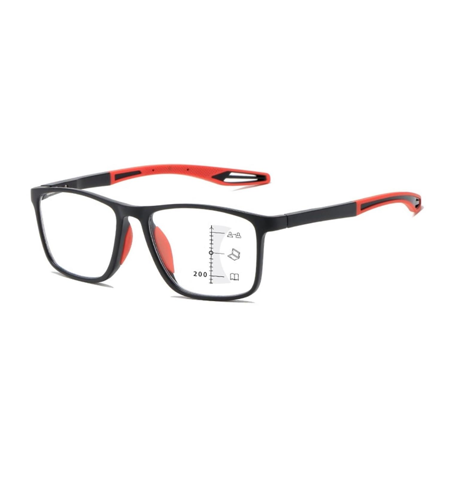 Buy Iynwbjts TR90 Sport Progressive Multifocus Reading Glasses - Anti-Blue Light High-Resolution - Black Frame with Red Legs - Size 2.00 | Worldwide Shipping - Buy Online on GoSupps.com