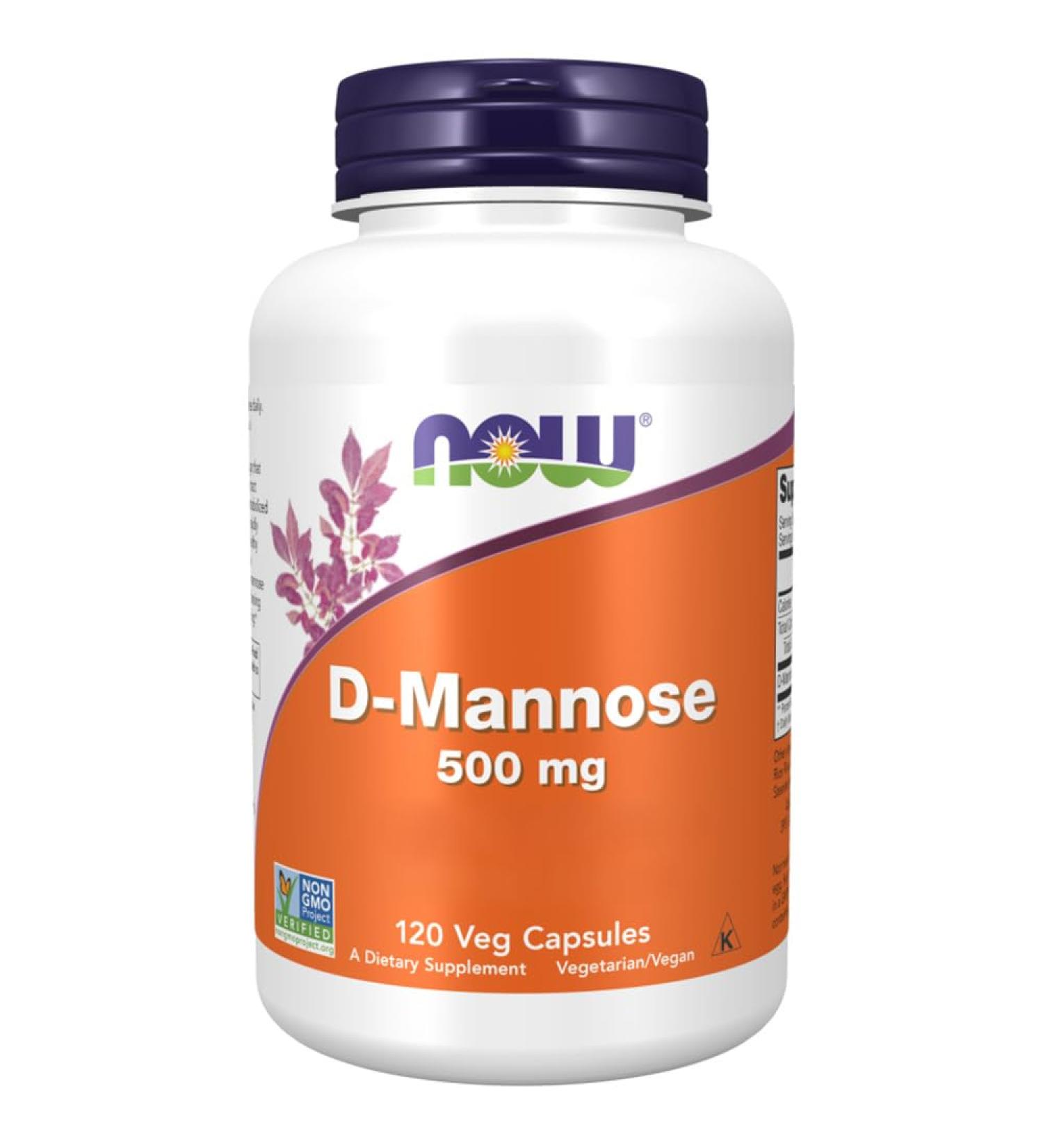 Now Foods D-Mannose 500 mg 120 Vegan Capsules Lab Tested Gluten Free Soy Free Vegetarian - Buy Online on GoSupps.com