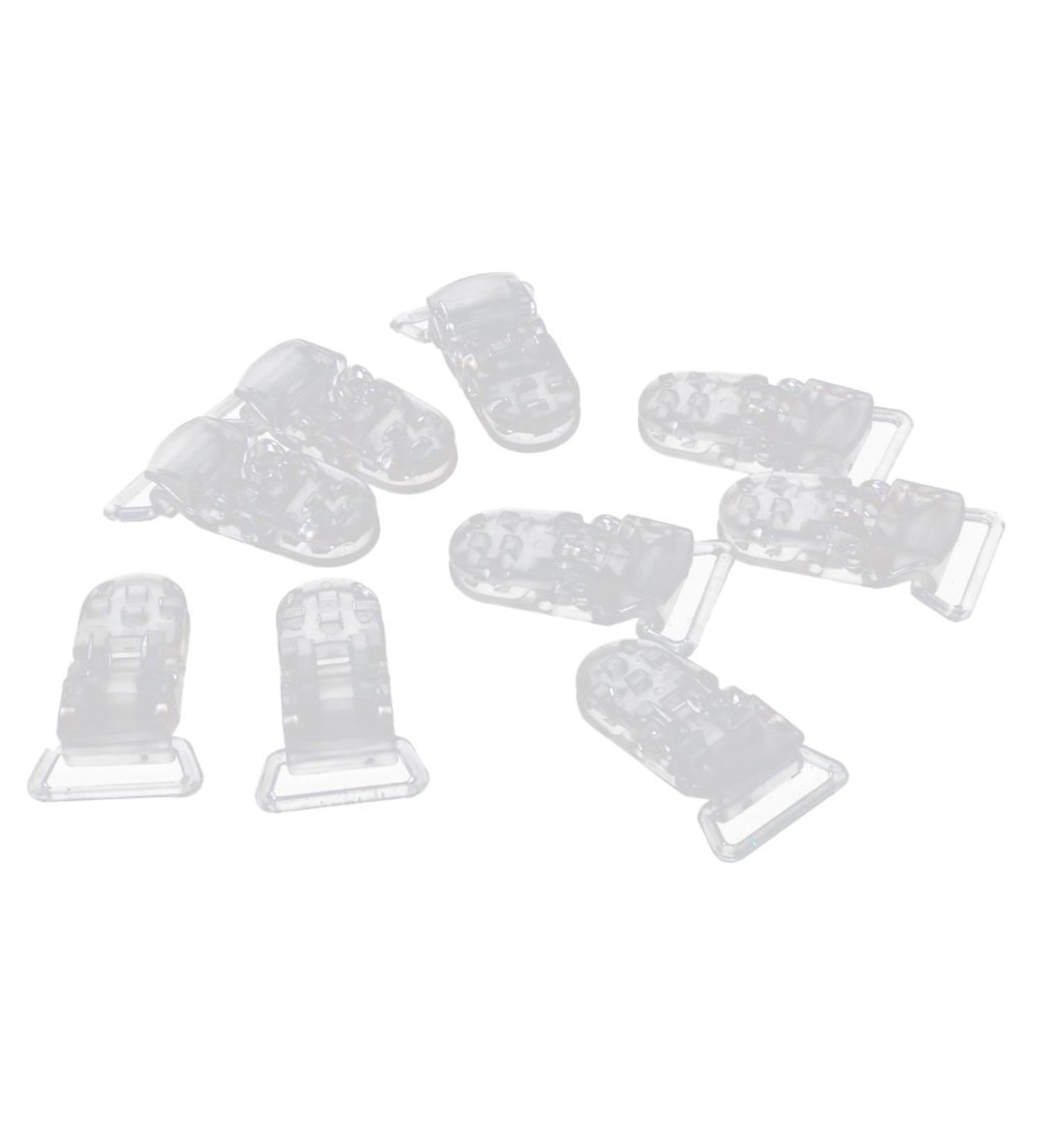 Pack of 10 Clear Plastic Clips - Multifunctional Pacifier Holders | 39 x 16 mm | International Shipping Available - Buy Online on GoSupps.com