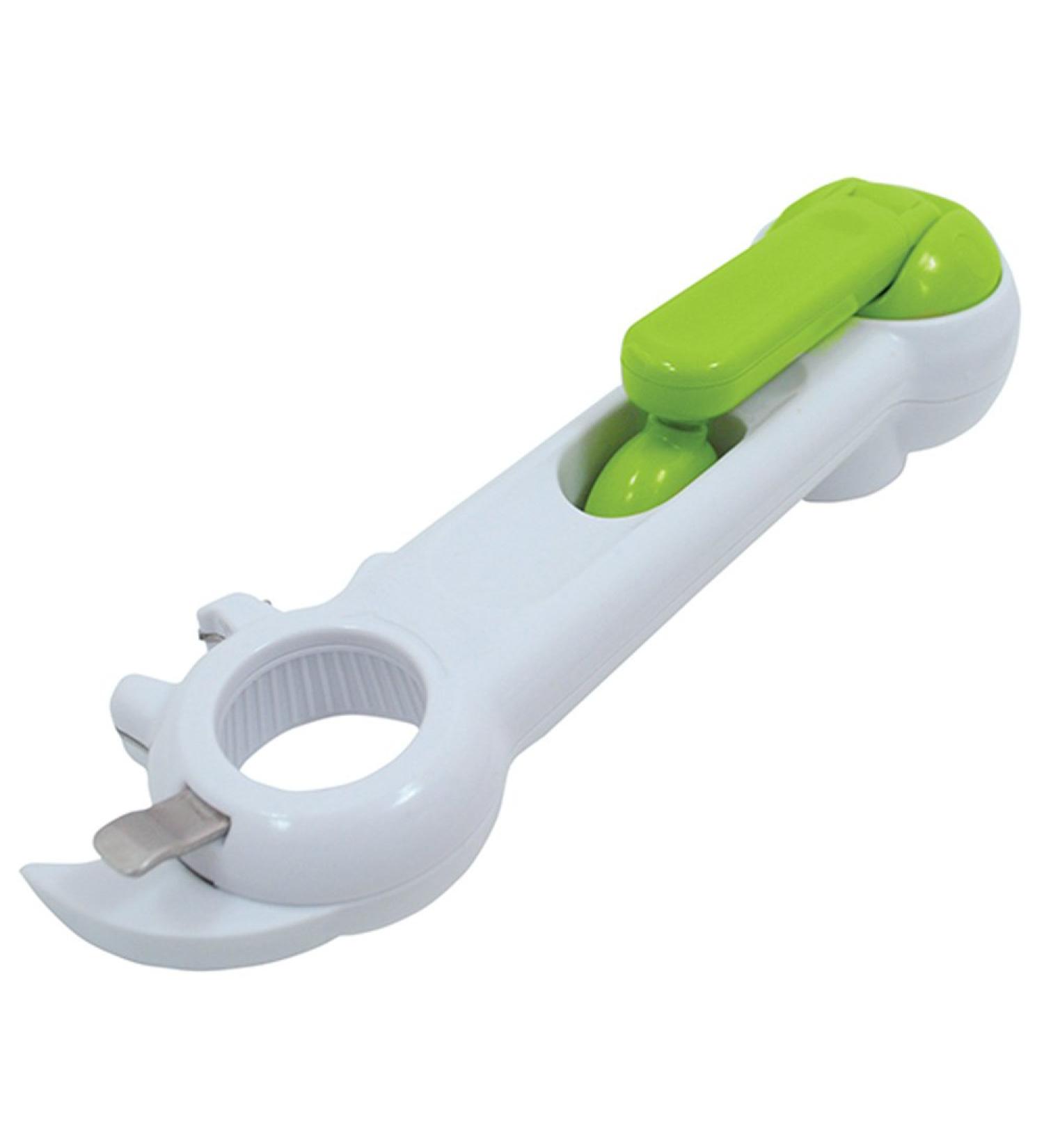 Aidapt Plastic Multi-Use Tin Opener - Easy Grip Kitchen Tool for Limited Dexterity. Open Tins, Jars, and Bottles with Ease - White/Green - Buy Online on GoSupps.com