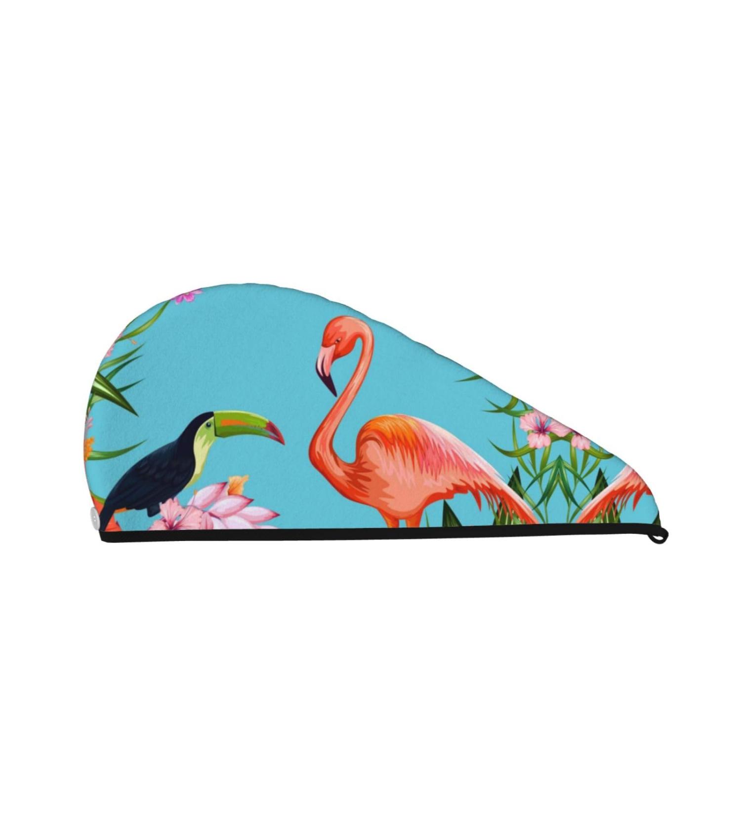 Buy Tropical Jungle Flamingo Microfiber Hair Towel | Soft Super Absorbent Quick Dry Wrap for Long Curly Thick Hair - Ideal for Women - Buy Online on GoSupps.com