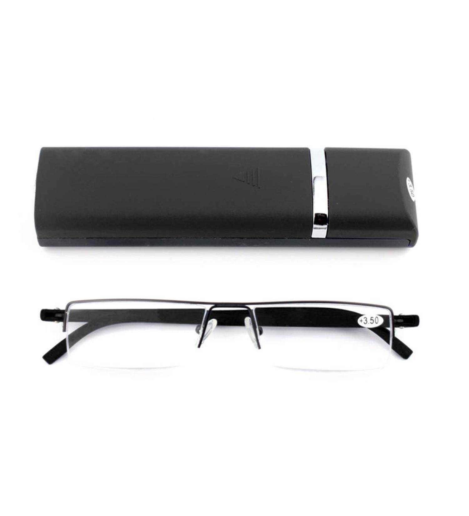 Buy Ultra-Light TR90 Reading Glasses for Men & Women - Classic Metal Visual Aid with Case & Cleaning Cloth (+1.75 Diopters) - Buy Online on GoSupps.com