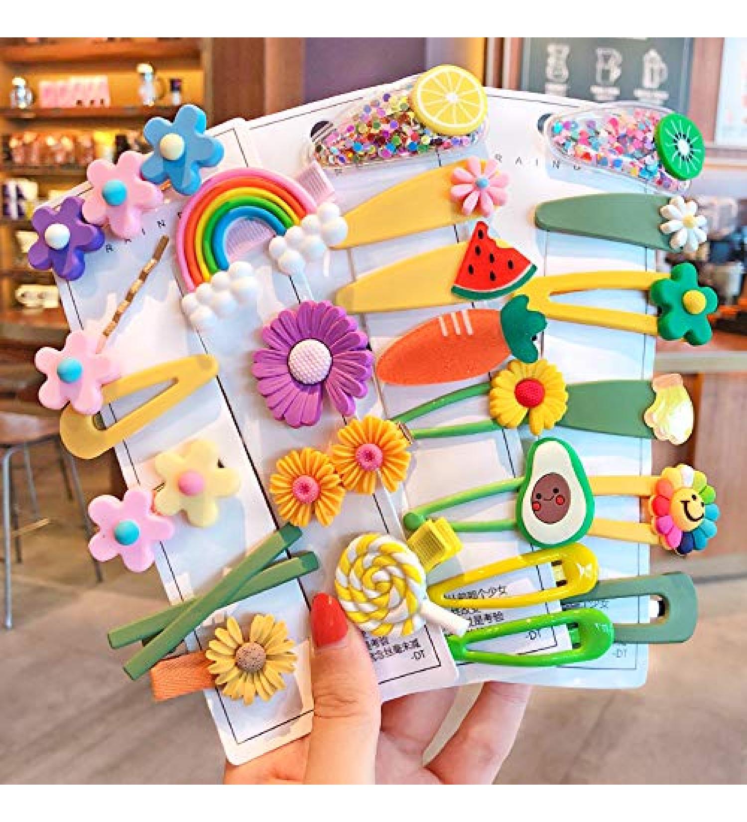 Emisscol 24 Pcs Hair Clips for Girls | Cute Fashion Baby Girl Hair Accessories | Flower & Fruit Set Hair Pins for Kids, Teens & Toddlers - Buy Online on GoSupps.com
