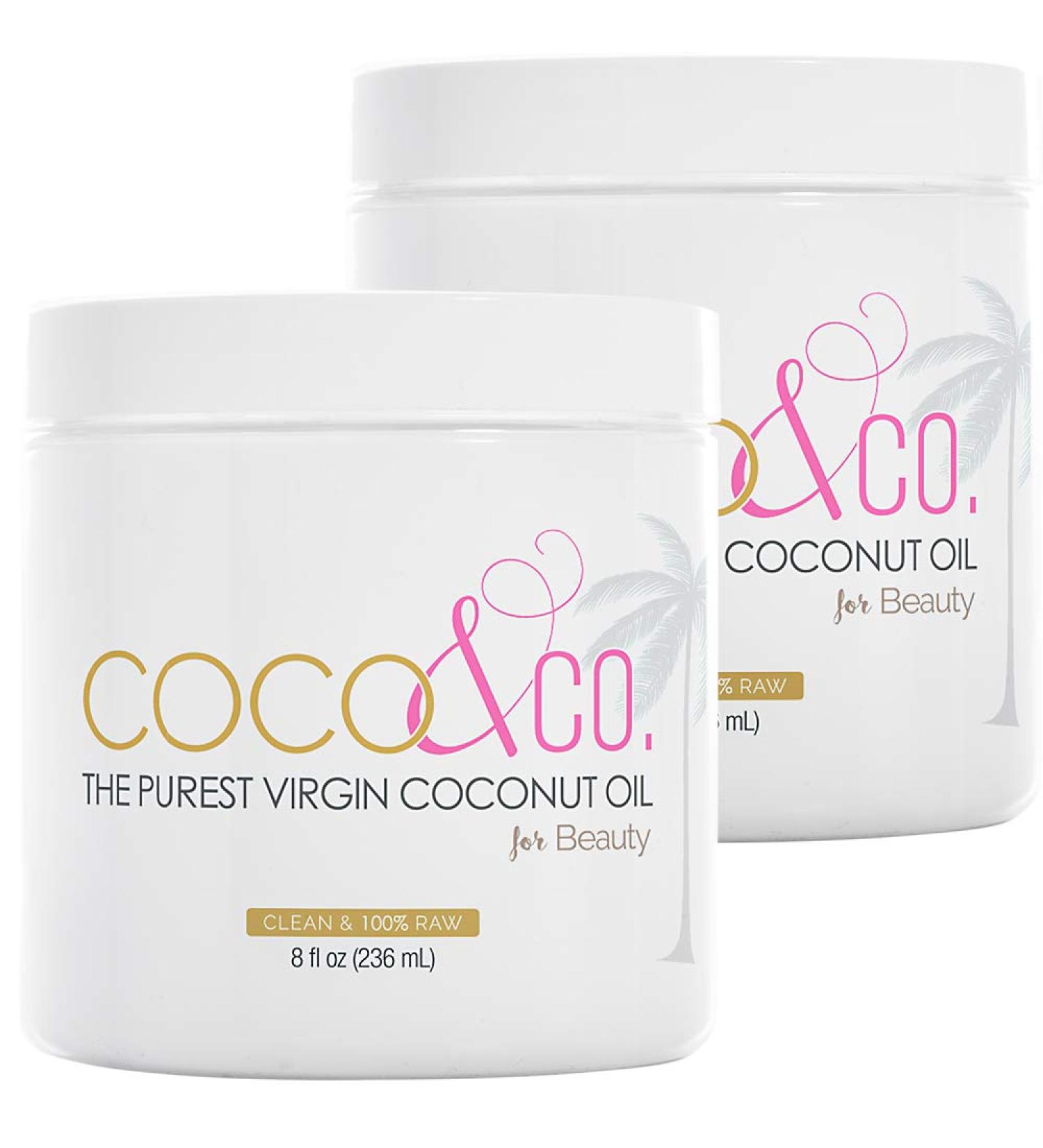Pure Extra Virgin Coconut Oil for Hair & Skin | Organic Clean Beauty Grade by COCO & CO. - 8 Fl Oz (Pack of 2) - Buy Online on GoSupps.com