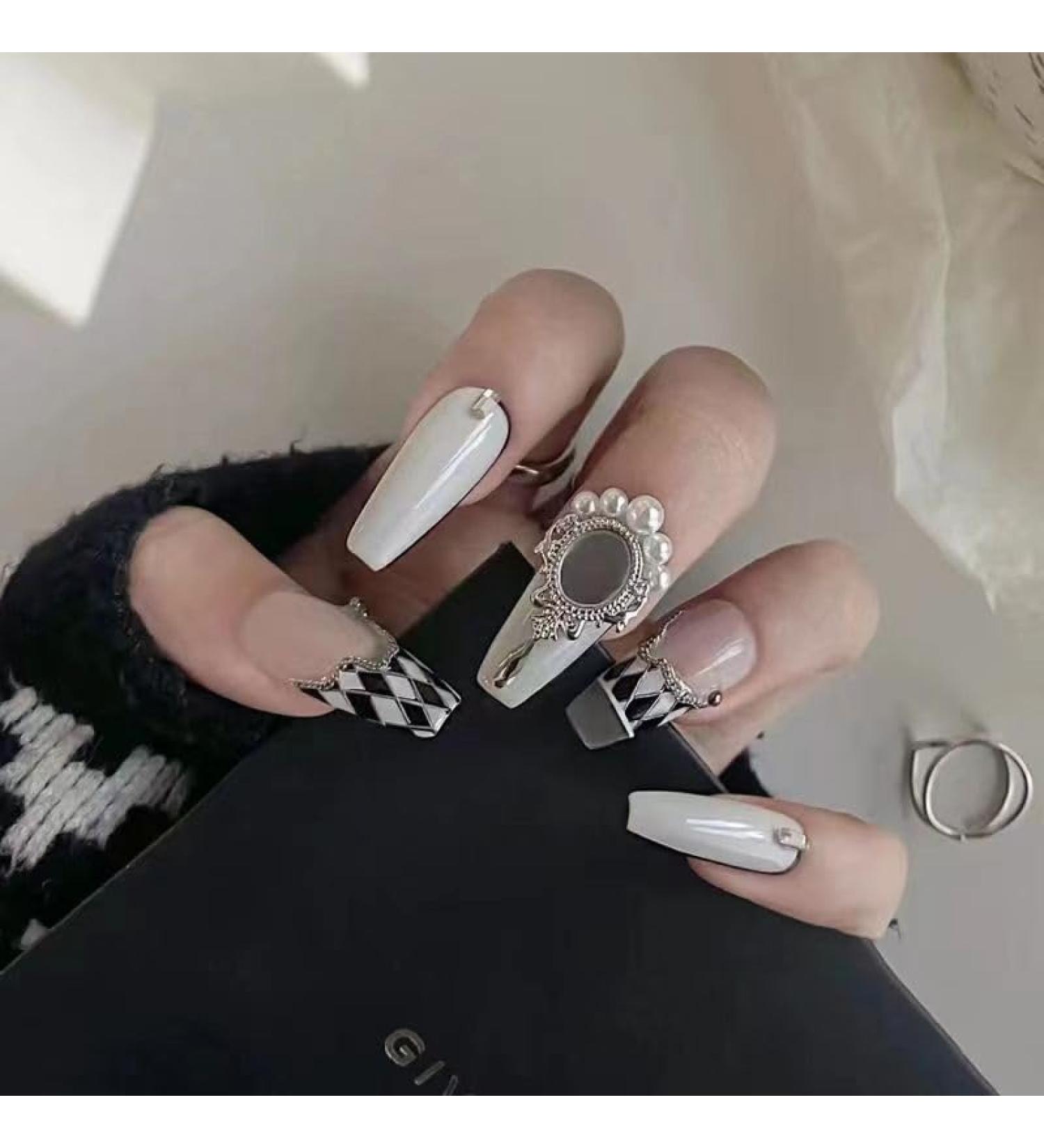Temperament Enhancement Nail Patch Hand-Made Manicure French Plaster Glue Pearl Floral Fake Nails Autumn and Winter end Long Detachable (10-Piece Package) (Color : 1 Size : S) 1 count (Pack of 1) 1 - Buy Online on GoSupps.com