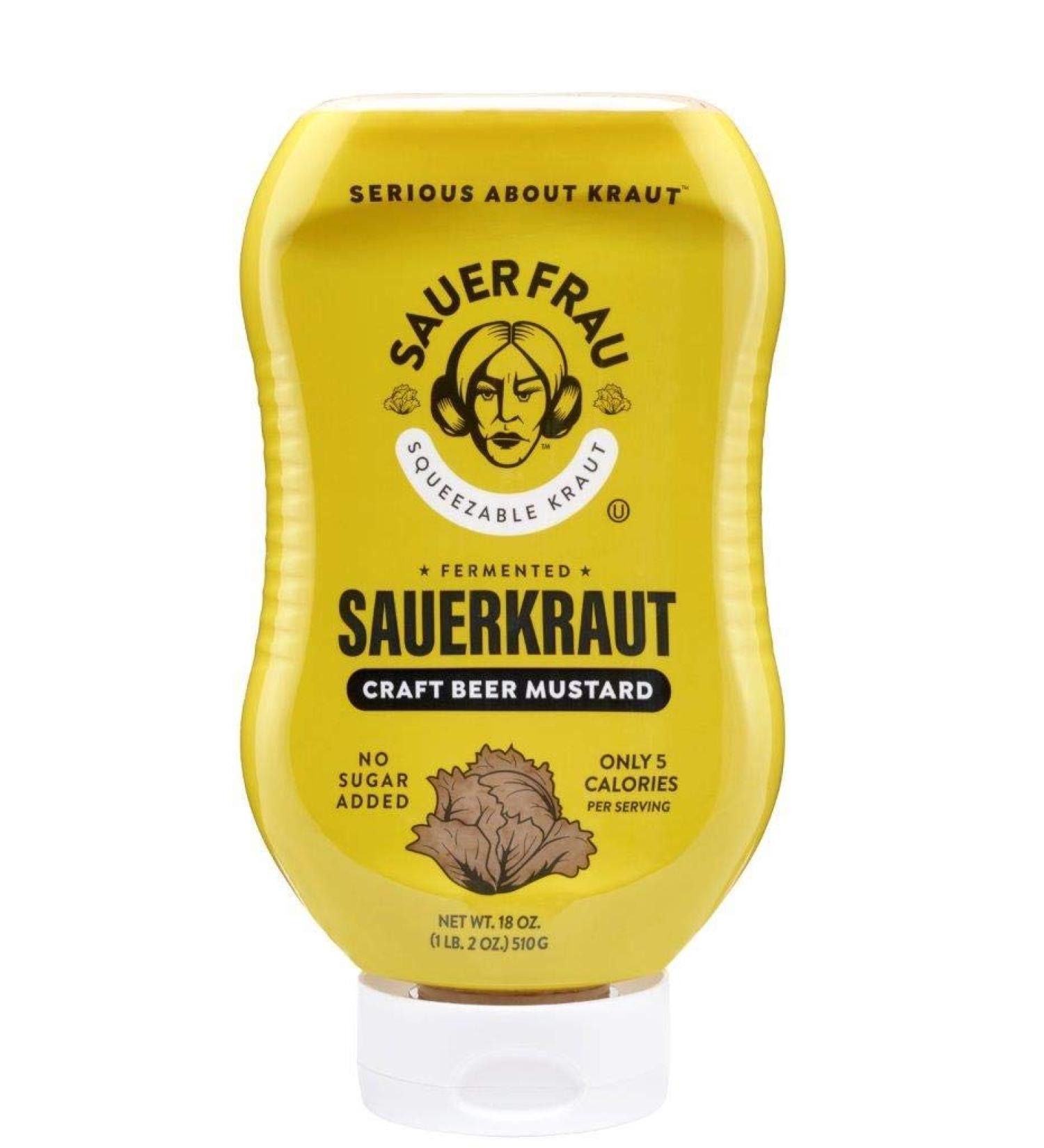 SAUER FRAU Craft Beer Mustard Sauerkraut - 18 OZ Squeezable Mustard | Gourmet Condiment - Buy Online on GoSupps.com