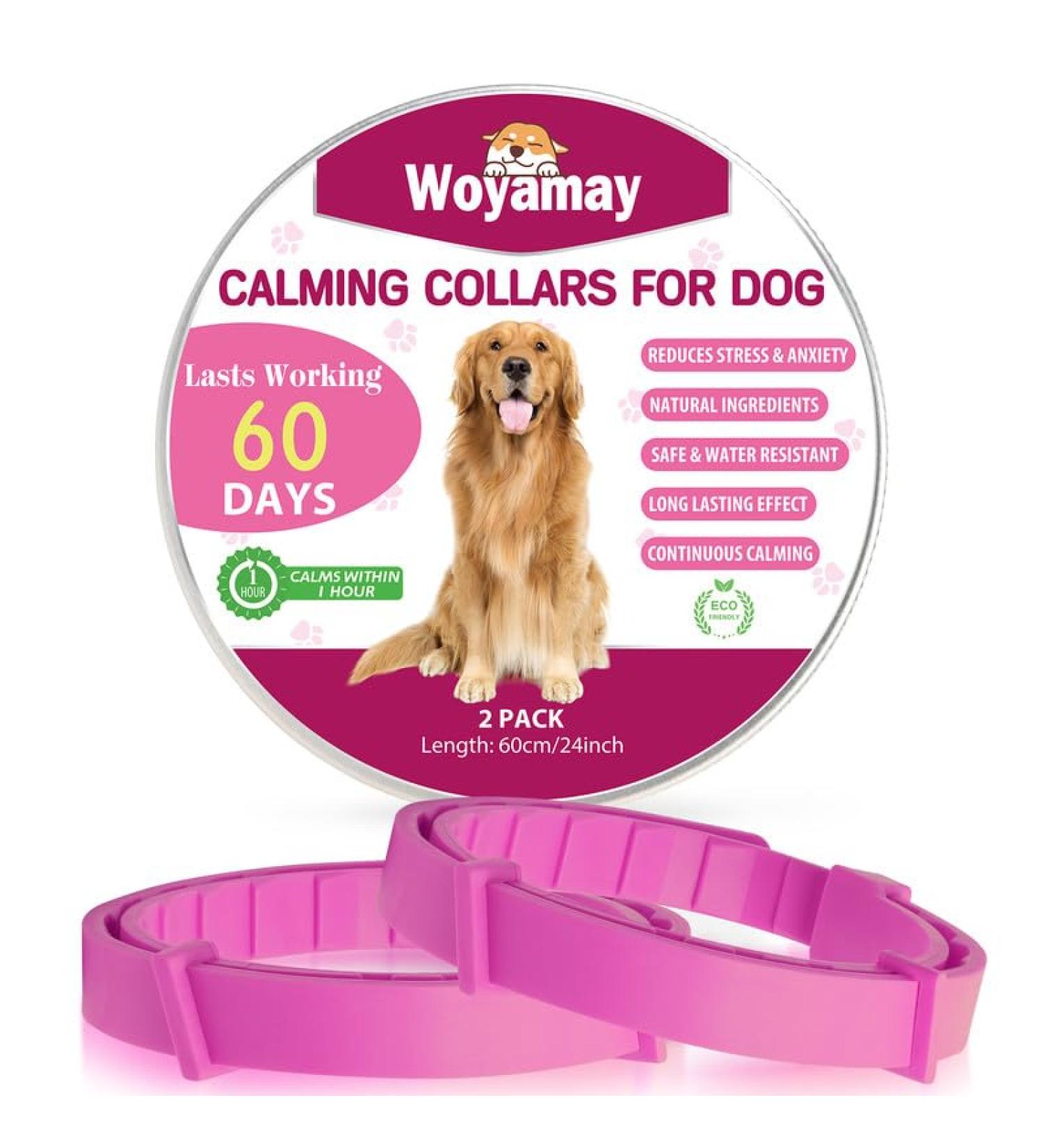 Shop Woyamay Calm Collar for Dogs - Adjustable Stress-Relief Collar with Pheromones | 60 Days of Action | Natural Solutions for All Sizes - Pink (2 Pack) - Buy Online on GoSupps.com
