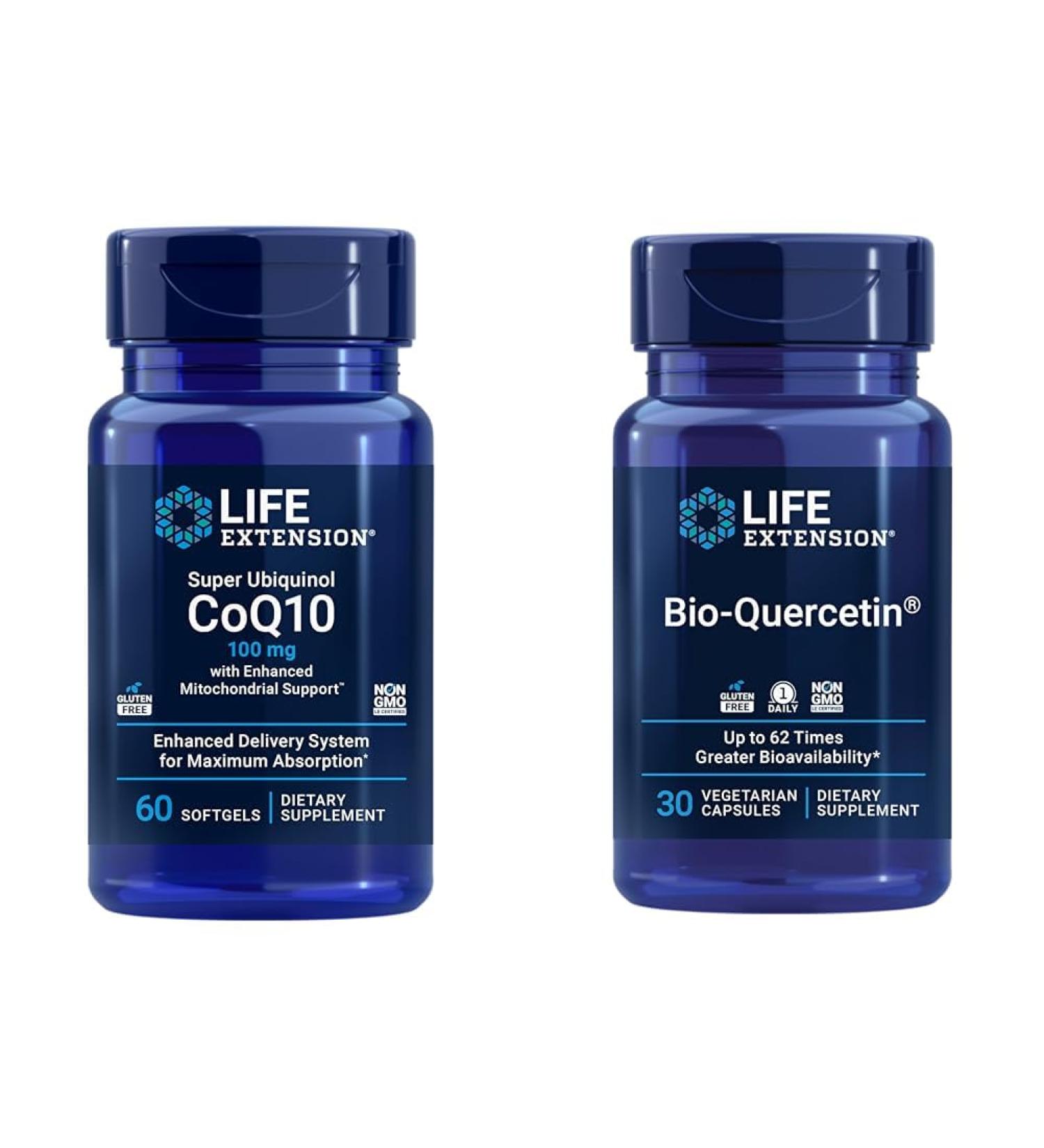 Life Extension Super Ubiquinol CoQ10 60 softgels Bio-Quercetin 30 Capsules - Heart Immune & Cellular Energy Support - Buy Online on GoSupps.com