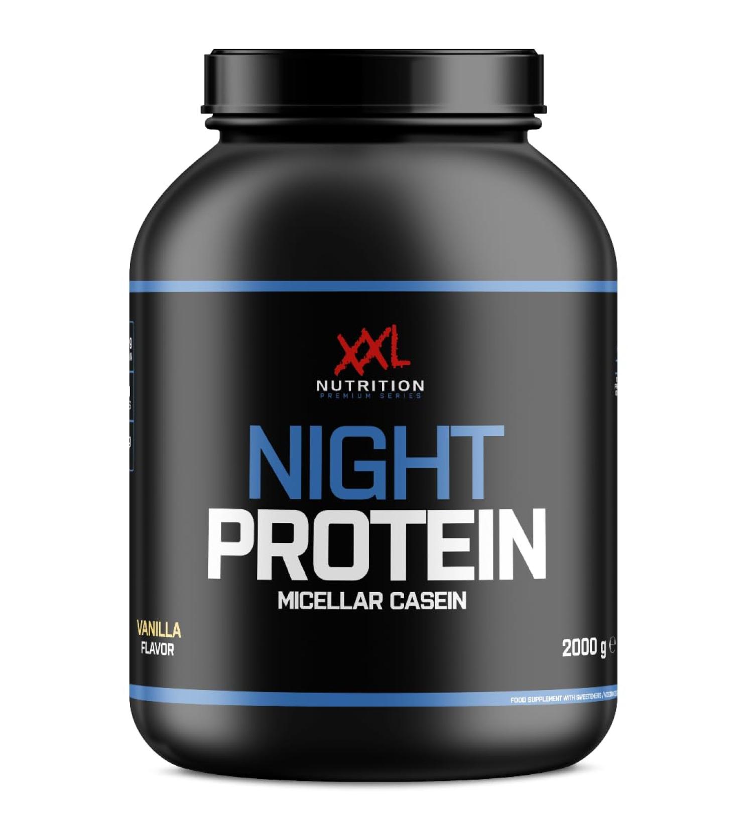 Buy XXL Nutrition Night Protein - High-Quality Micellar Casein Powder - 2000g Vanilla - Best for Muscle Recovery & Overnight Nutrition - International Shipping Available - Buy Online on GoSupps.com
