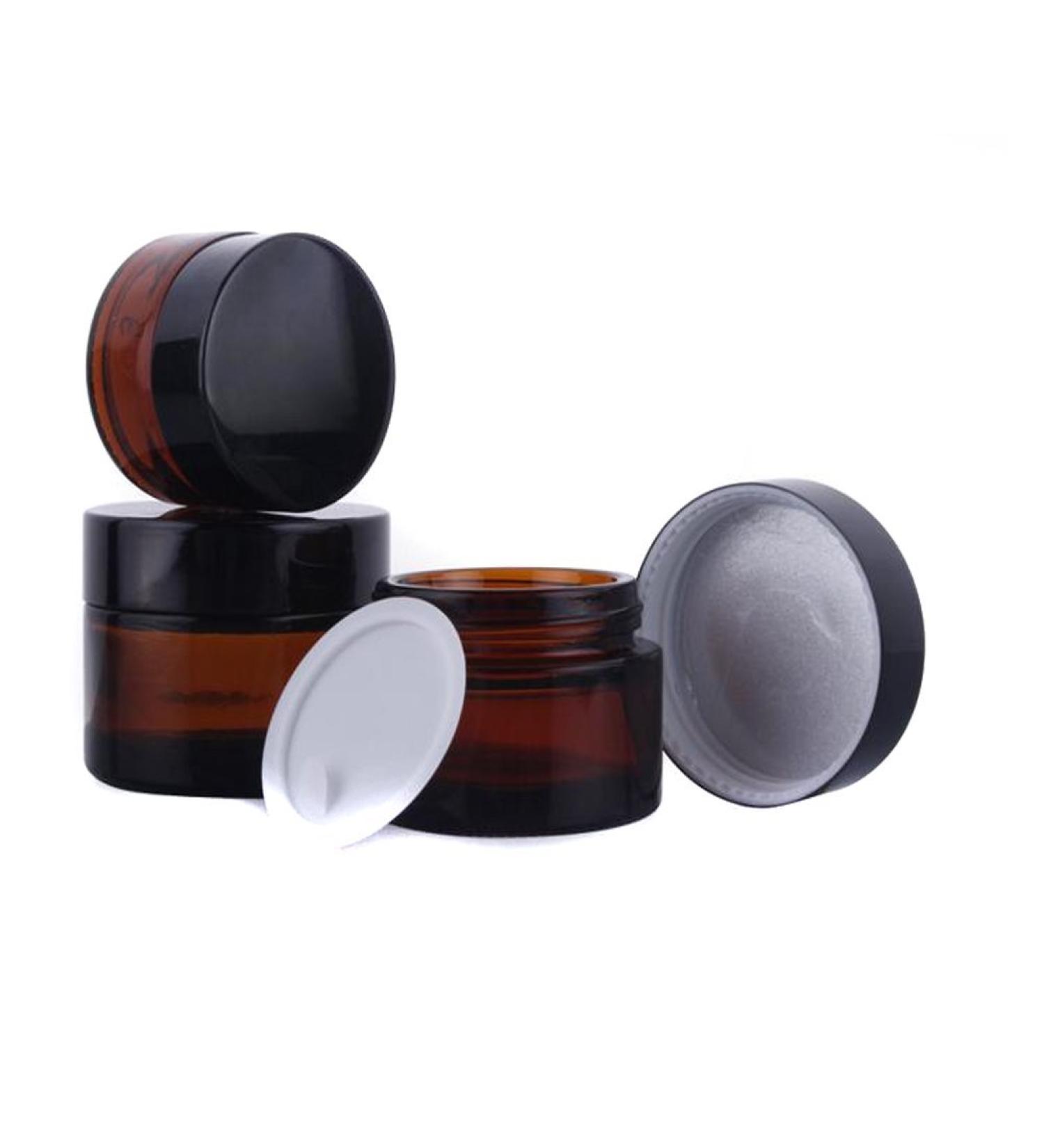 3 PCS Brown Glass Refillable Cosmetic Jars | Empty Face Cream & Lip Balm Containers (30 ml) - International Shipping Available - Buy Online on GoSupps.com
