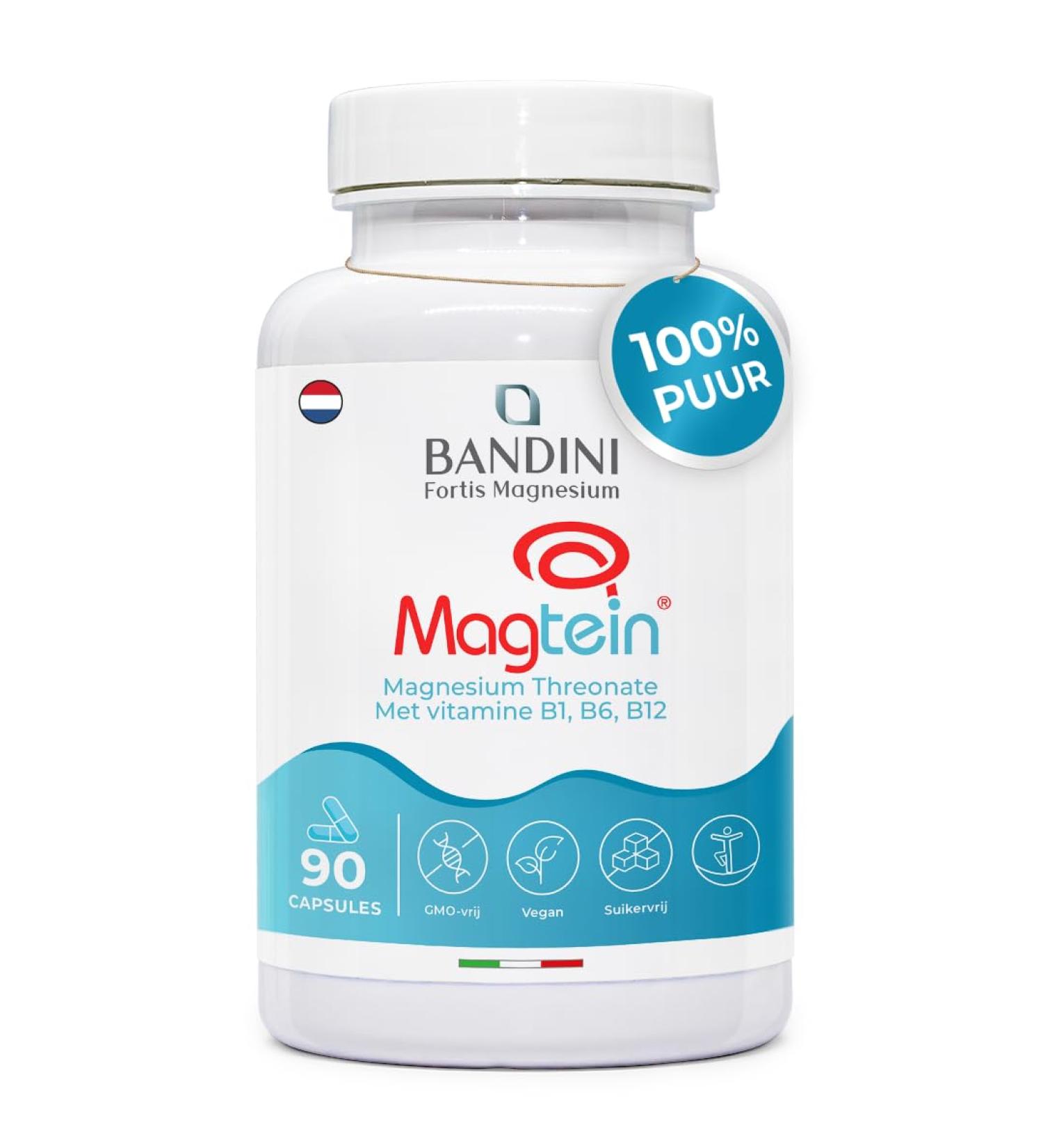 Bandini Magnesium LThreonate Magtein 2000 mg Memory mental clarity restorative sleep Optimal brain assimilation 90 vegan capsules Magnesium Threonate + vitamins B1 B6 and B12 - Buy Online on GoSupps.com