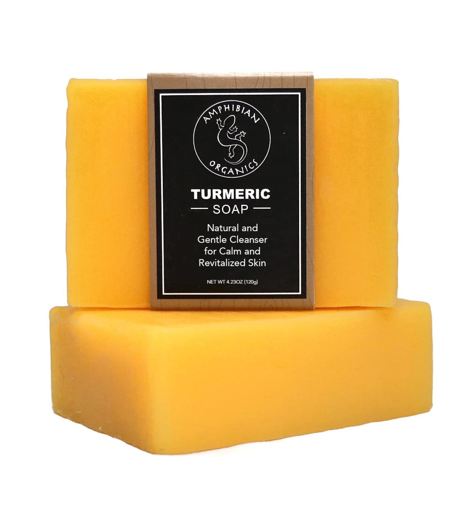 Amphibian Organics Turmeric Soap - All Natural Cleanser for All Skin Types - Gentle Face & Body Wash for Men, Women & Teens - 6 Ingredients - Buy Online on GoSupps.com
