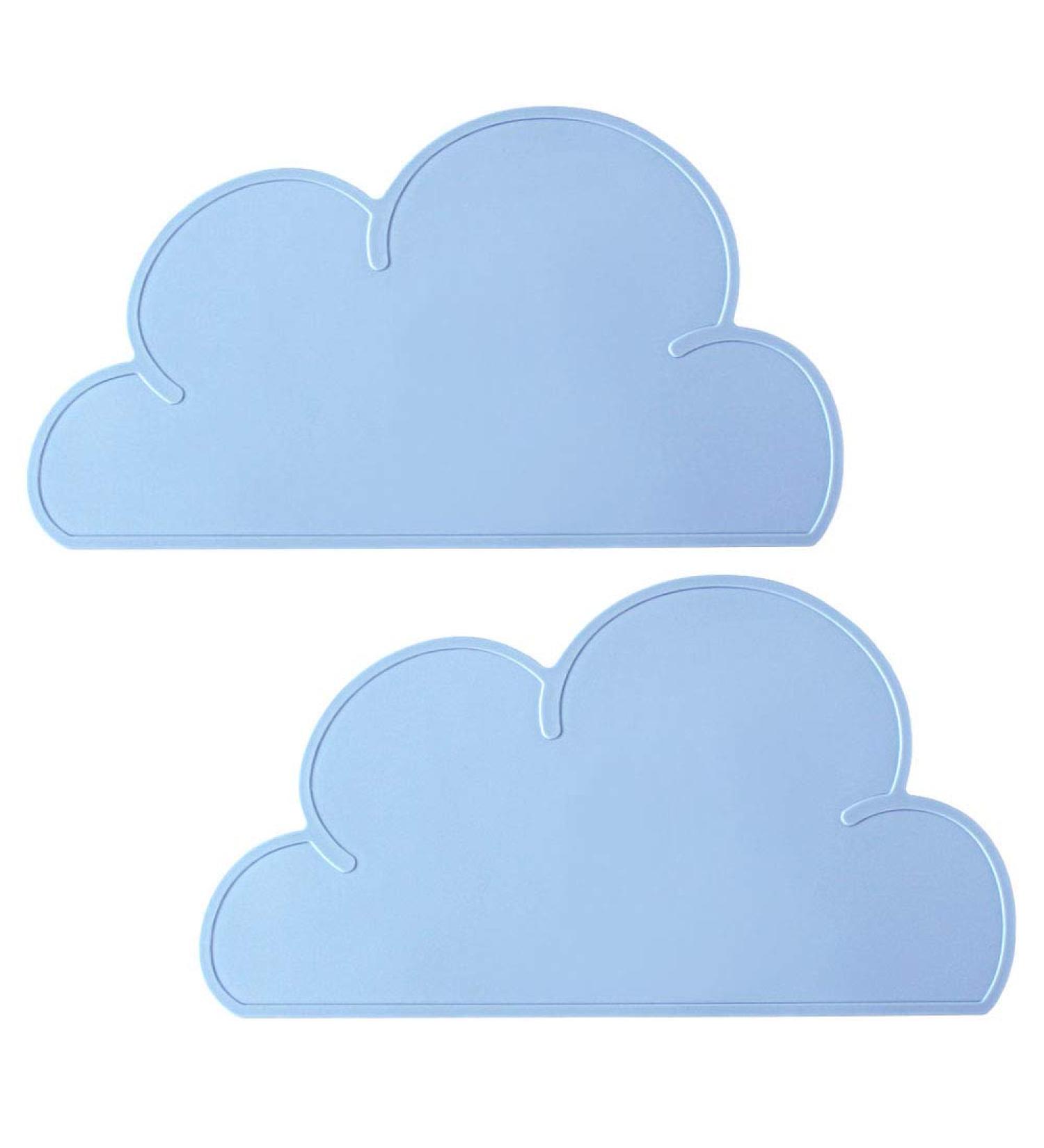 2 PCS Kids Non-Slip Silicone Cloud Placemats - Heat Resistant Baby Feeding Plates | Portable & Travel-Friendly Tableware for Toddlers & Infants - Light Blue - Buy Online on GoSupps.com