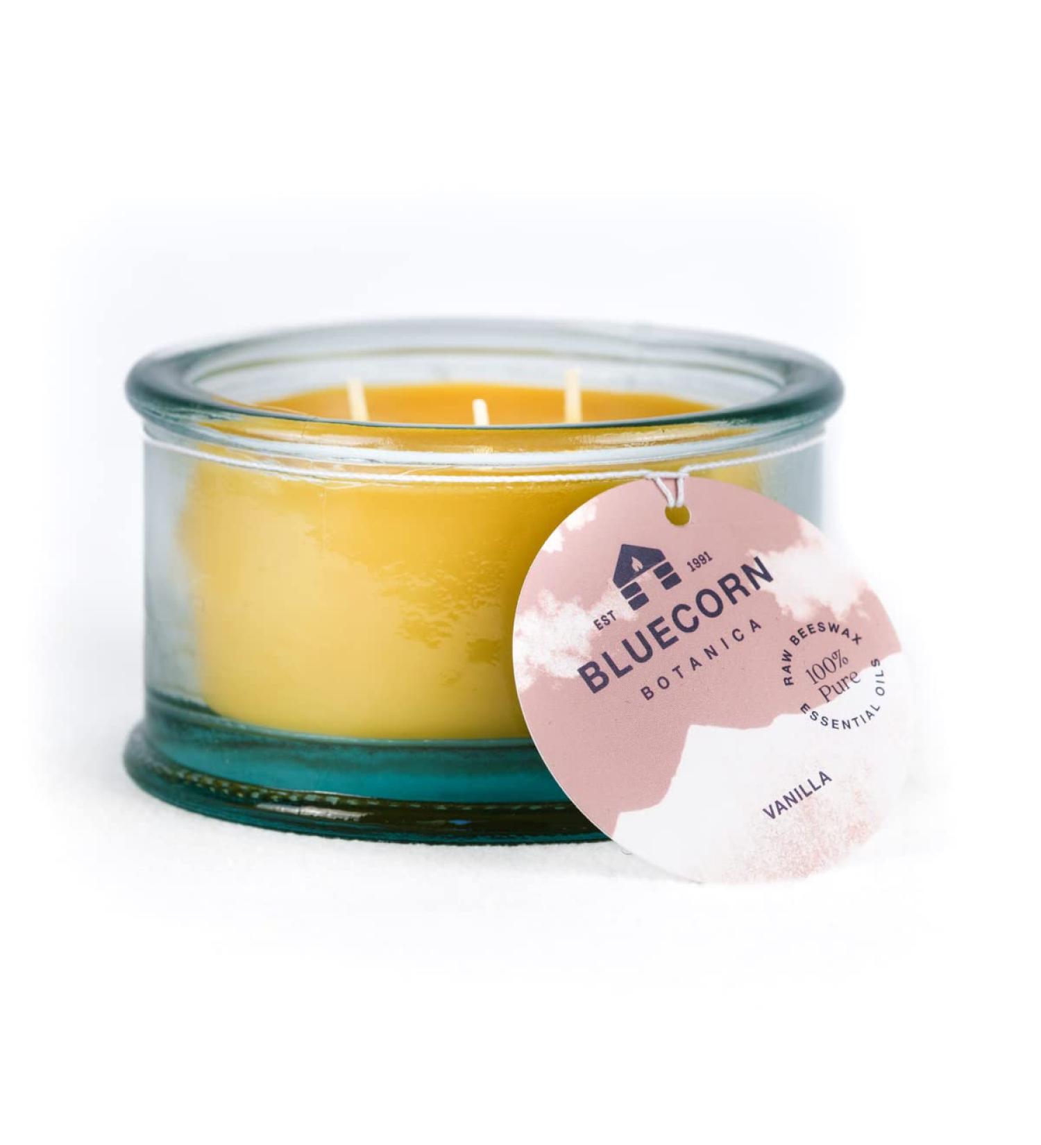 Buy Bluecorn Botanica Beeswax Candle - 3-Wick Pure Beeswax & Vanilla Scented Candle | International Shipping Available - Buy Online on GoSupps.com