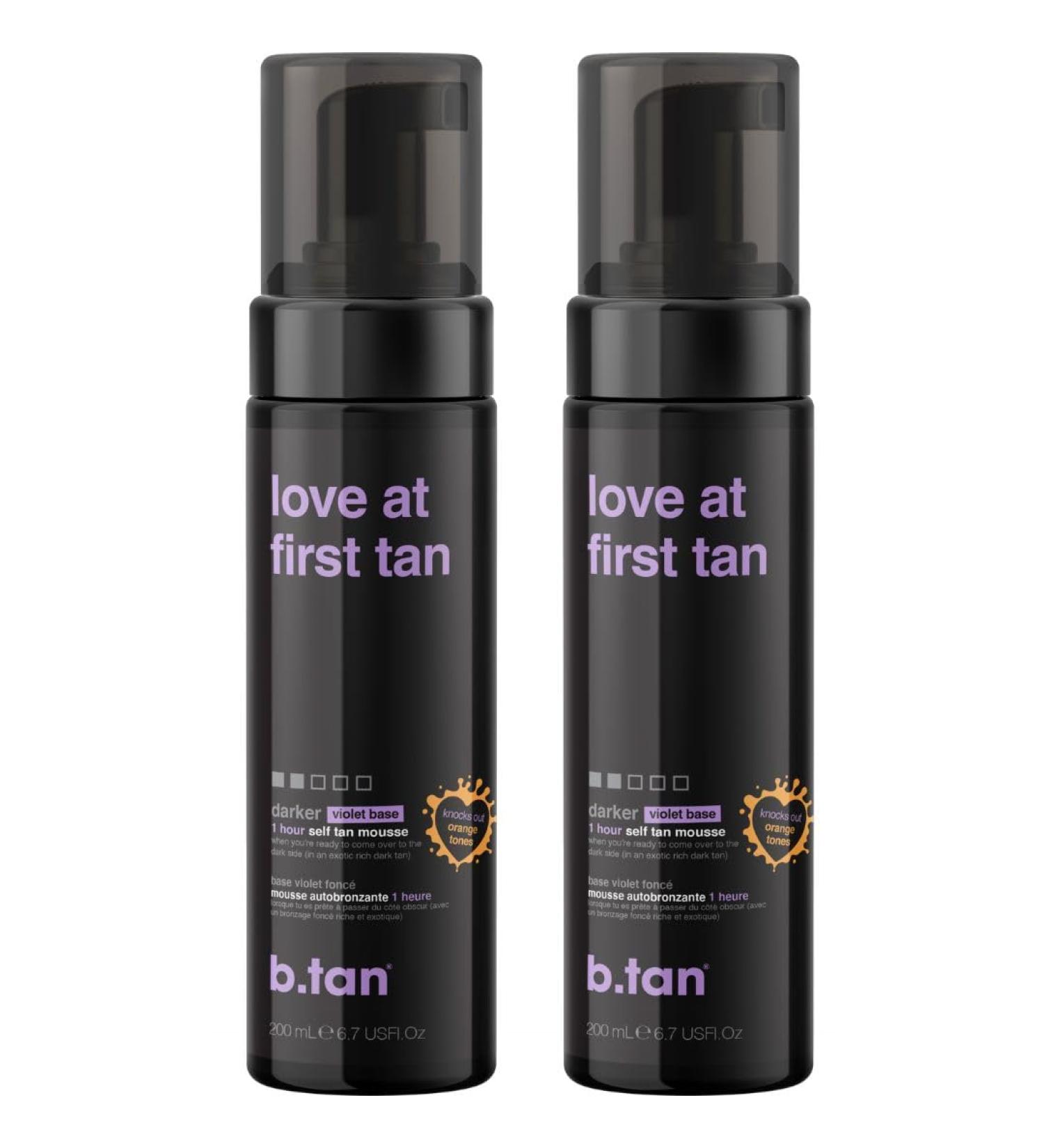 b.tan Violet Self Tanner Mousse Bundle | Love At First Tan - Best 1 Hour Express Sunless Tanning Foam Cancels Orange Tones Dark Bronzing Glow No Fake Tan Smell Face & Body 6.7 Fl Oz Pack of 2 love at first tan - 2 Pack - Buy Online on GoSupps.com