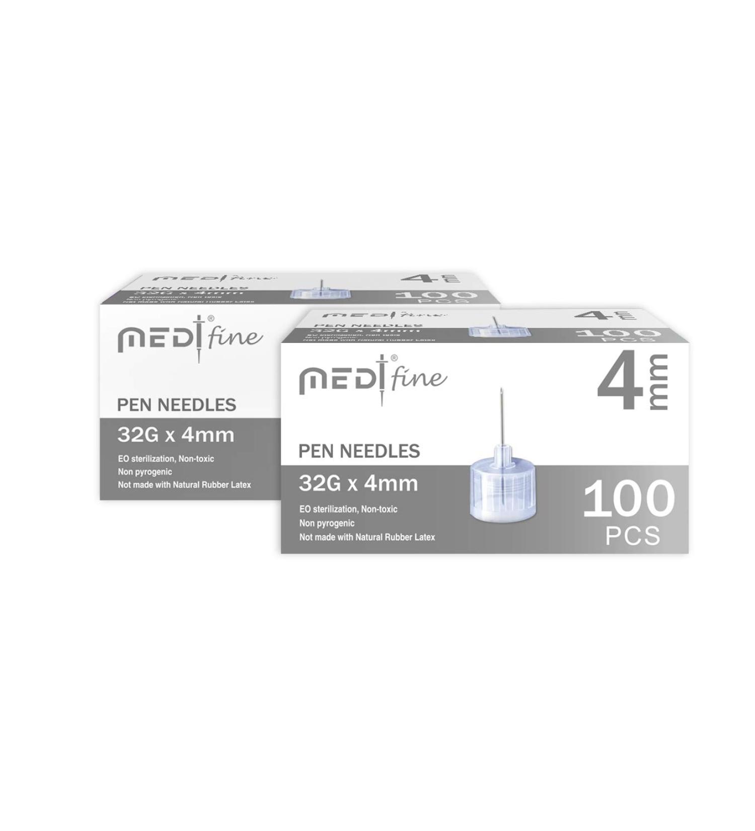 MedtFine Insulin Pen Needles 32G 4mm - 200 Pieces (2x100) | Ultra-Fine Gauge for Smooth Injections - Buy Online on GoSupps.com