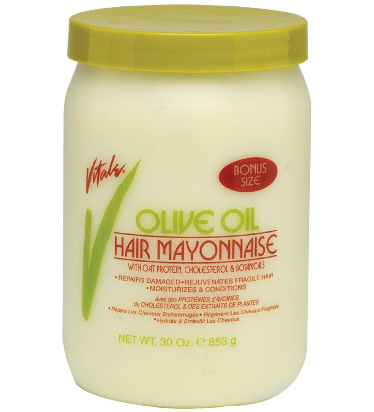 Vitale Olive Oil Hair Mayonnaise 30oz with Oat & Egg Protein and Vitamins - Good on Color & Thermal Treated Hair - for Dry & Damaged Scalp Men Women & Kids - Moisturize and Condition