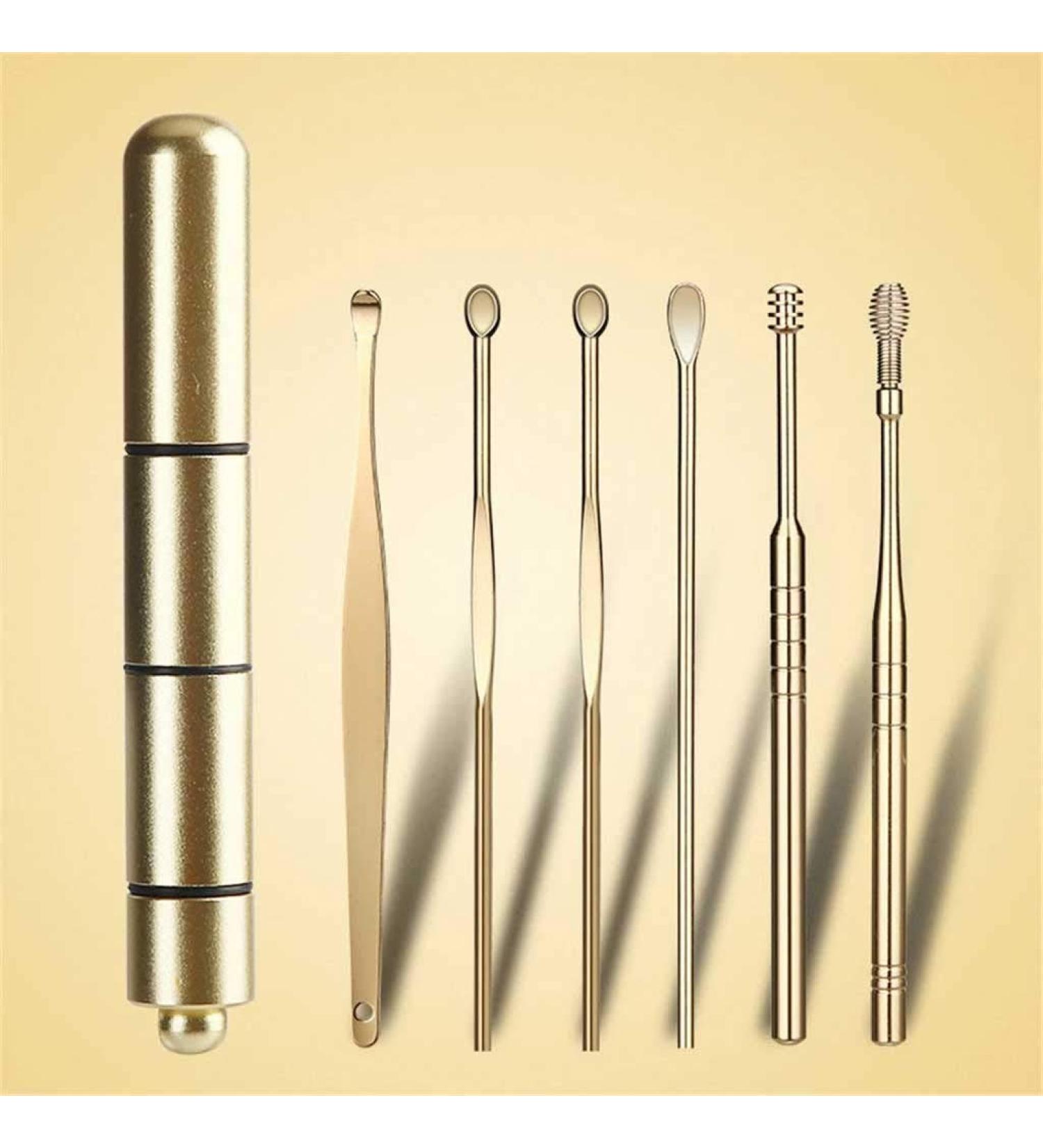 6 Pcs/Set Stainless Steel Spiral Ear Pick Spoon Ear Wax Removal Cleaner - Multifunction Portable Ear Care Beauty Tools (Color E) - Buy Online on GoSupps.com