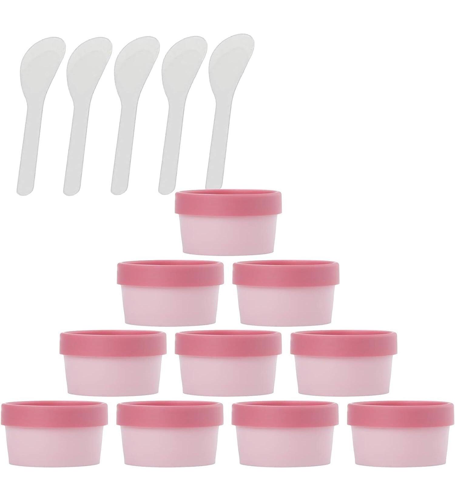empty jars with lids cosmetic jar B0CKBRDC1B12 PC Empty 50ml Pink Facial Mask Wide Mouth Plastic Jars 50g Leakproof Cosmetic Pot Container with Lids with 6 PC Spatula (Color : Roze Size : 100ml) (C - Buy Online on GoSupps.com
