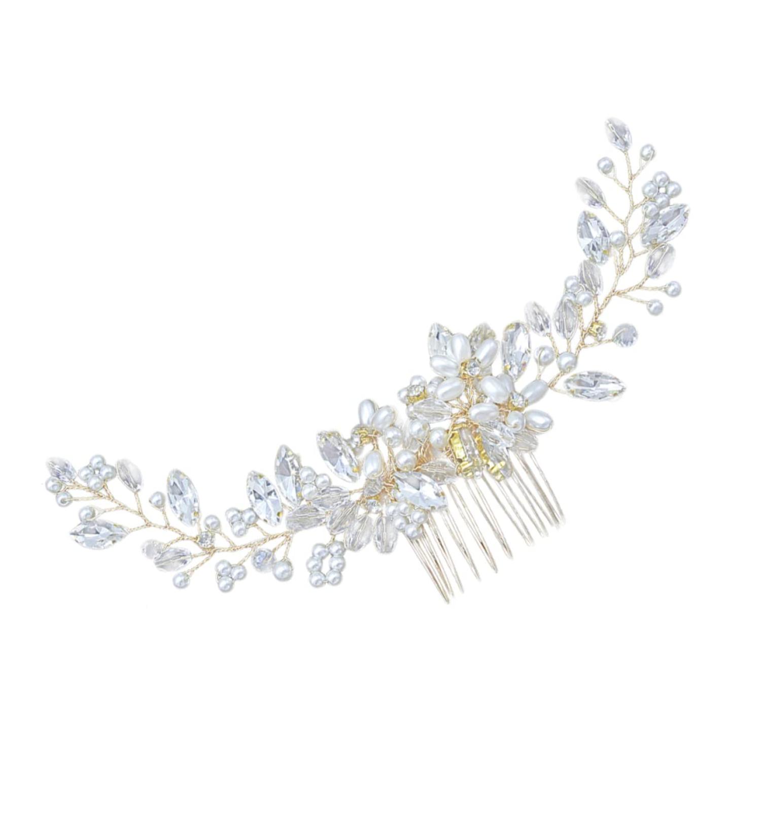 DOITOOL flower girl hair comb comb Hair up bridesmaid hair clips European and American dress pearl bride hair comb combs rhinestone Wedding dress rhinestones wedding headgear - Buy Online on GoSupps.com