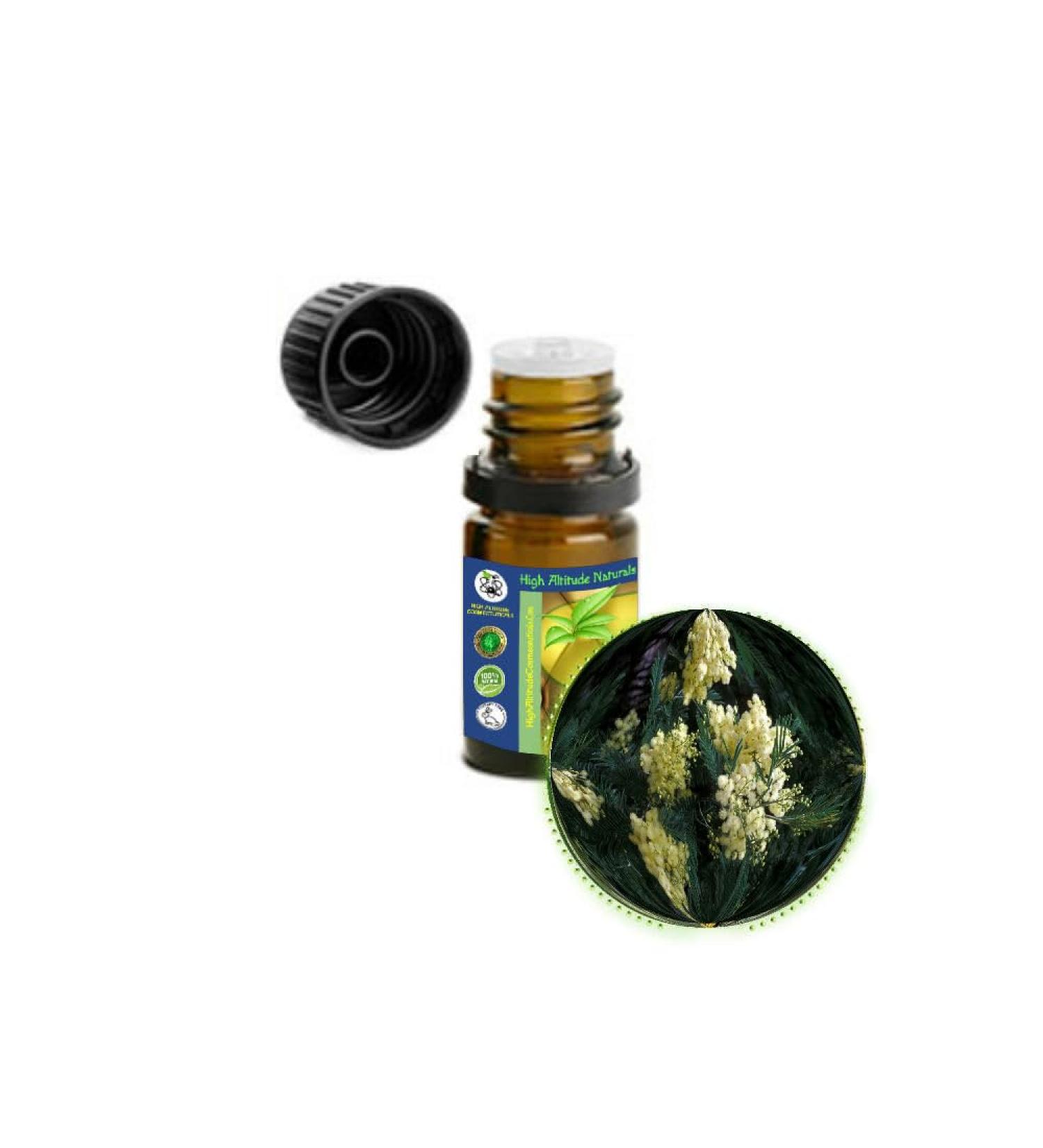 HIGH ALTITUDE NATURALS Mimosa Absolute Essential Oil (Acacia Mearnsii) - Pure & Natural Uncut Undiluted - Therapeutic Cosmetic Aromatherapy Perfumery - 5ml (1/6 oz)