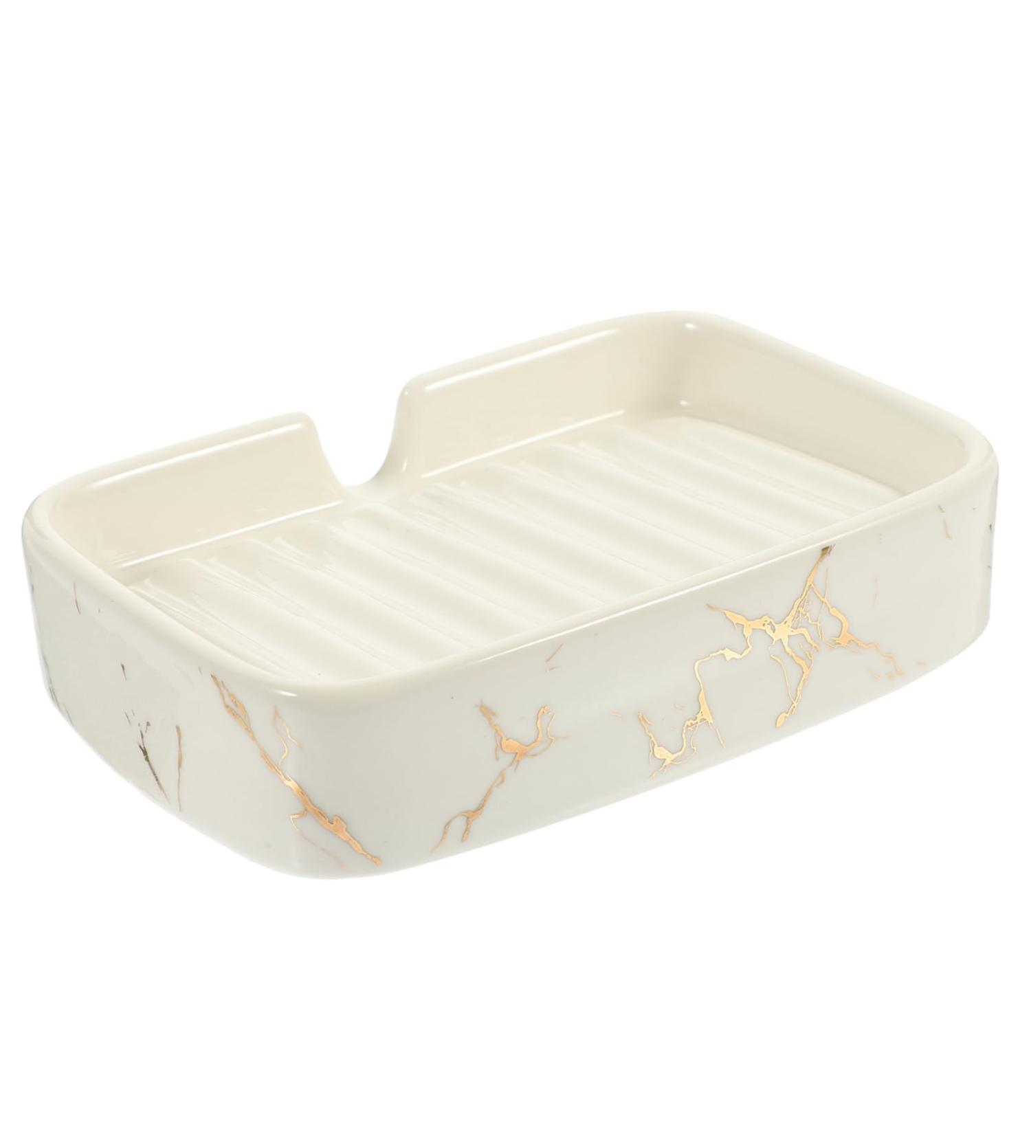 Ciieeo 2pcs Self Draining Soap Holder for Shower Multifunctional Soap Holder Ceramic Soap Dish for Shower Sponge Dish Soap Bar Holder Soap Dish Rack Soap Case Ceramics White Personality - Buy Online on GoSupps.com